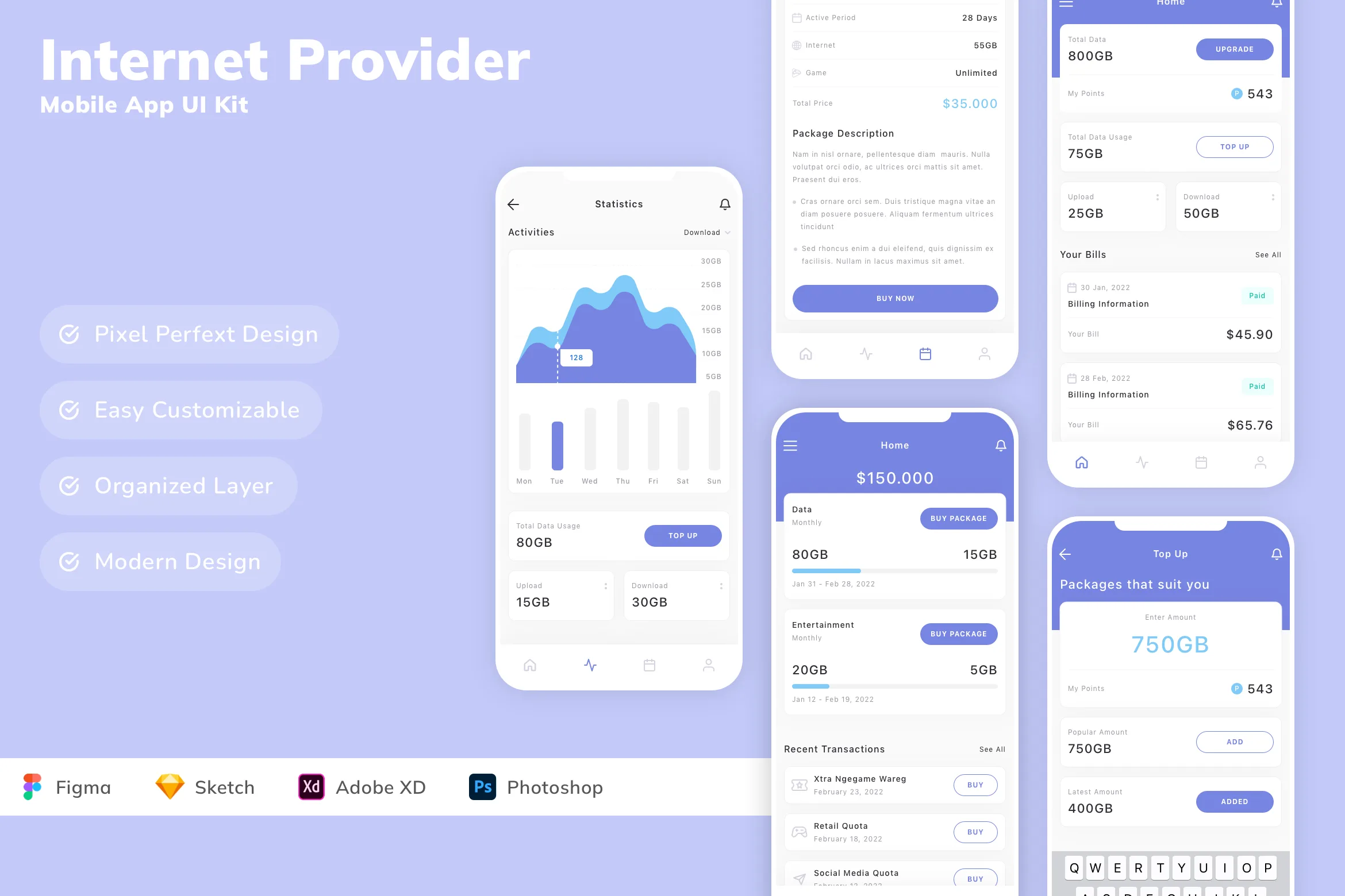 Internet Provider Mobile App UI Kit