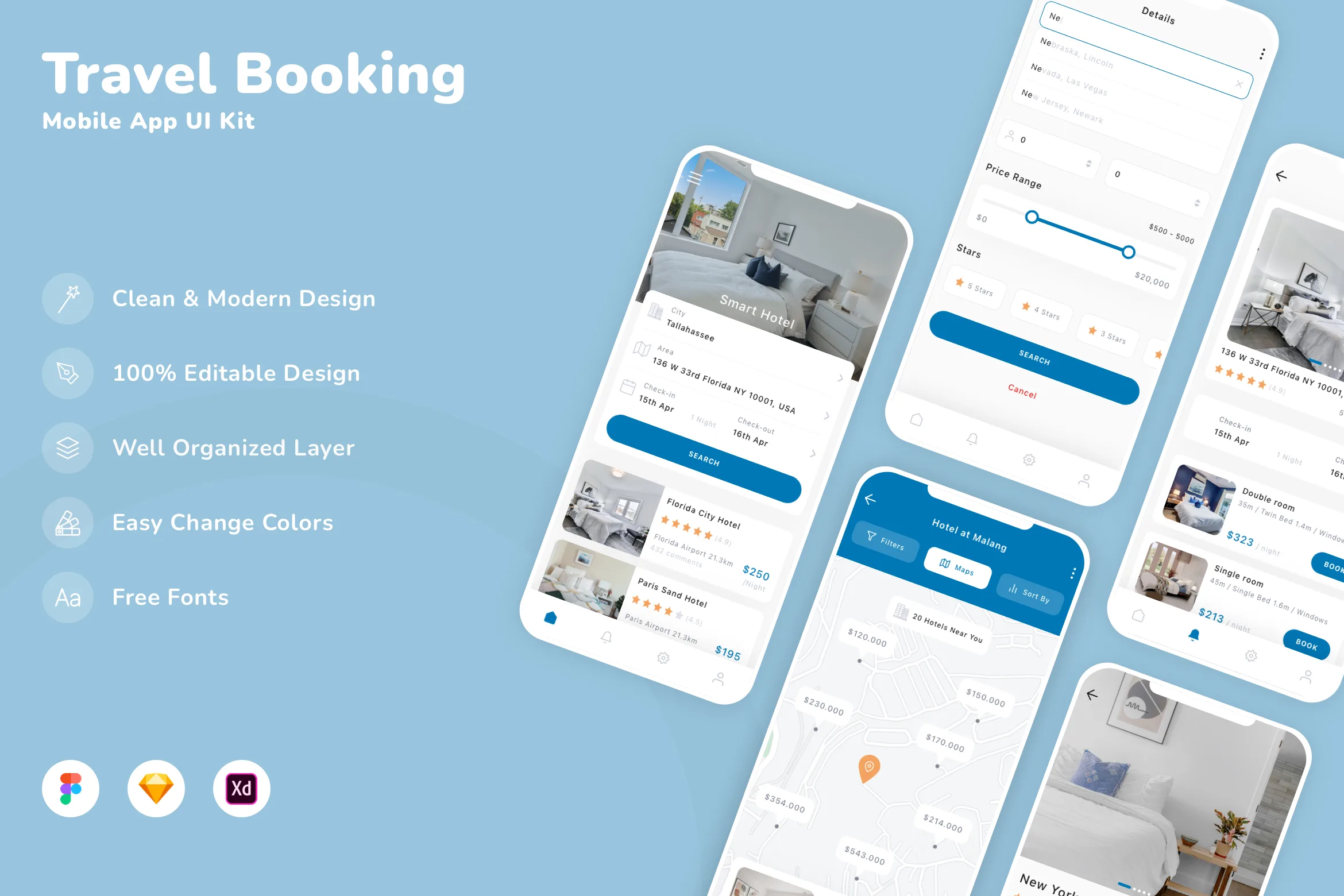 Travel Booking Mobile App UI Kit