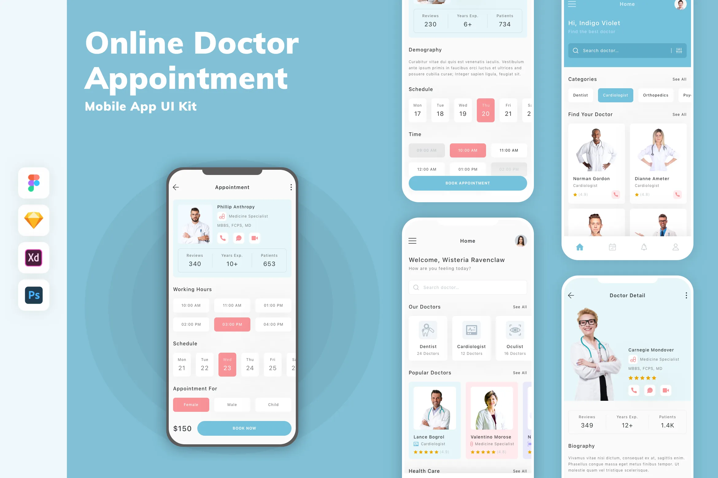 Online Doctor Appointment Mobile App UI Kit for Figma, Sketch & XD ...