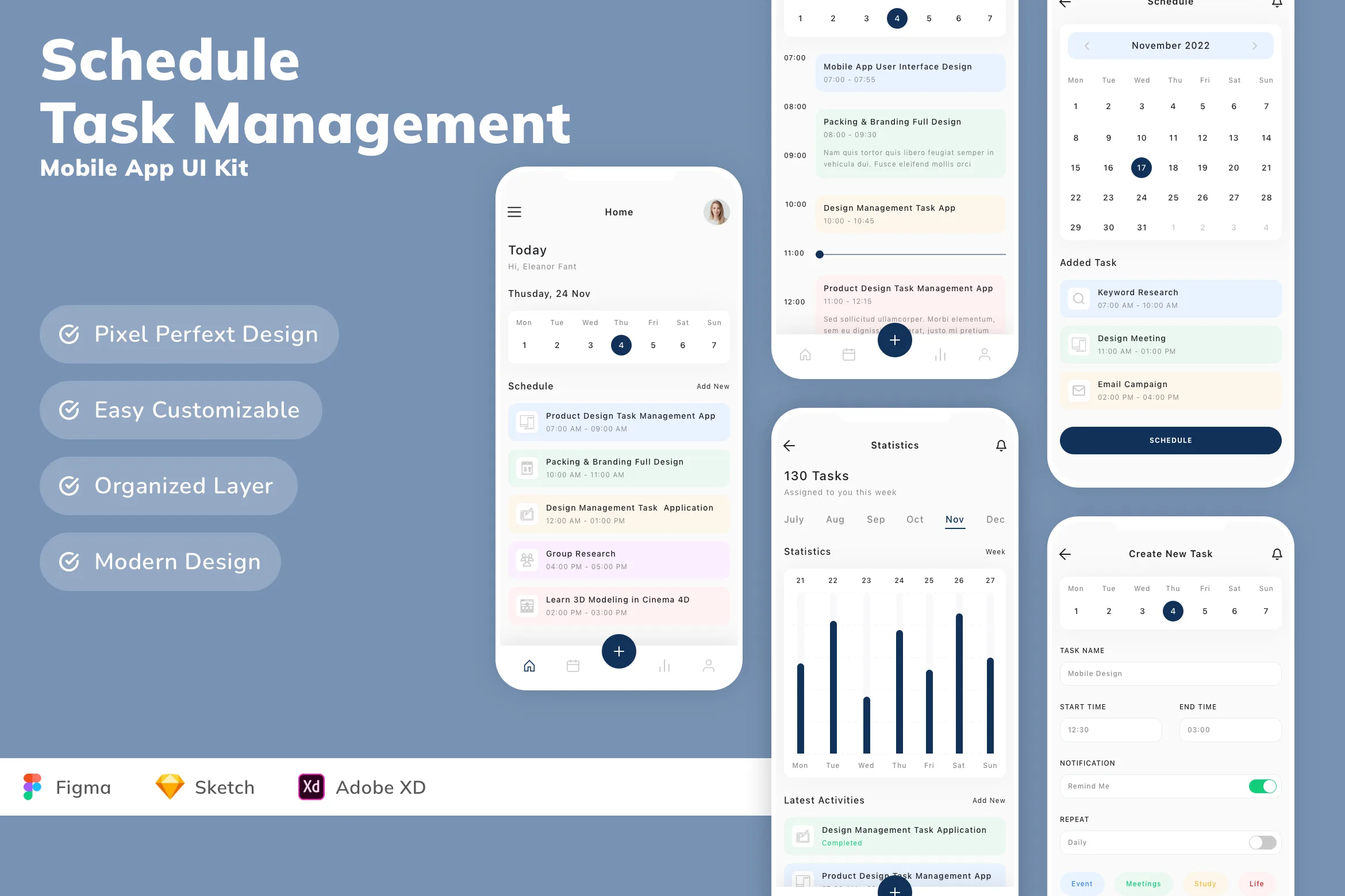 Schedule & Task Management Mobile App UI Kit