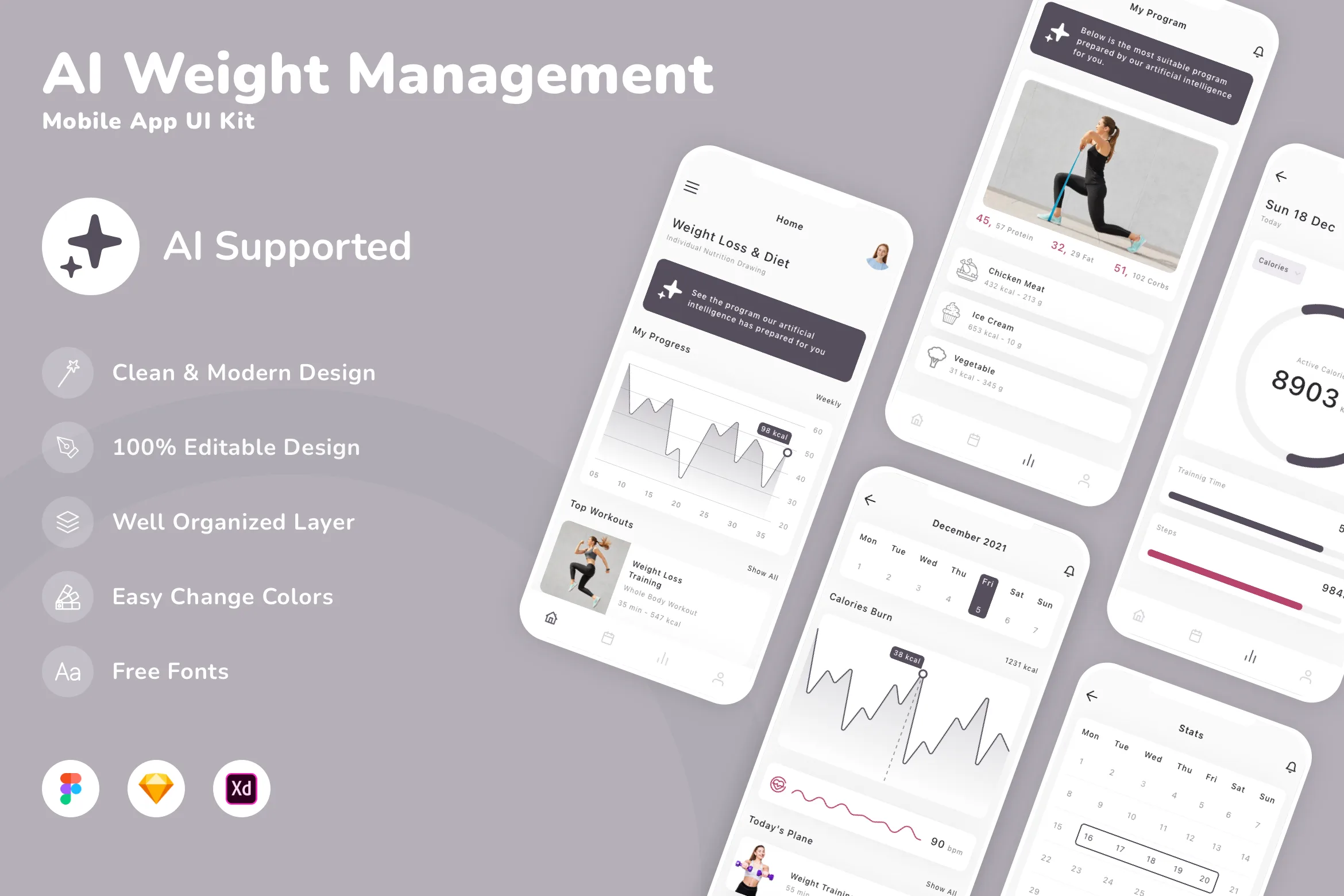 AI Weight Management Mobile App UI Kit