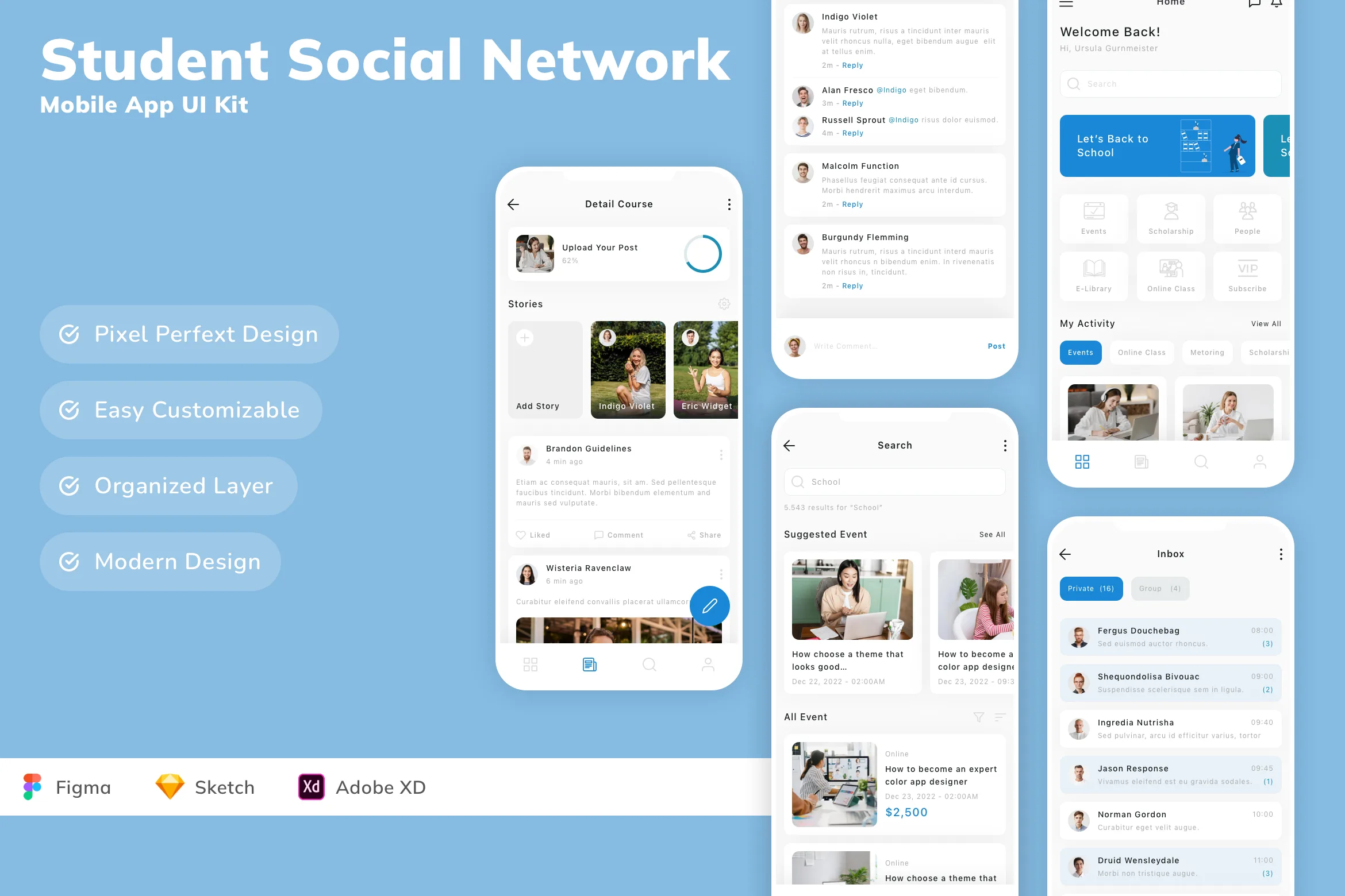 Student Social Network Mobile App UI Kit
