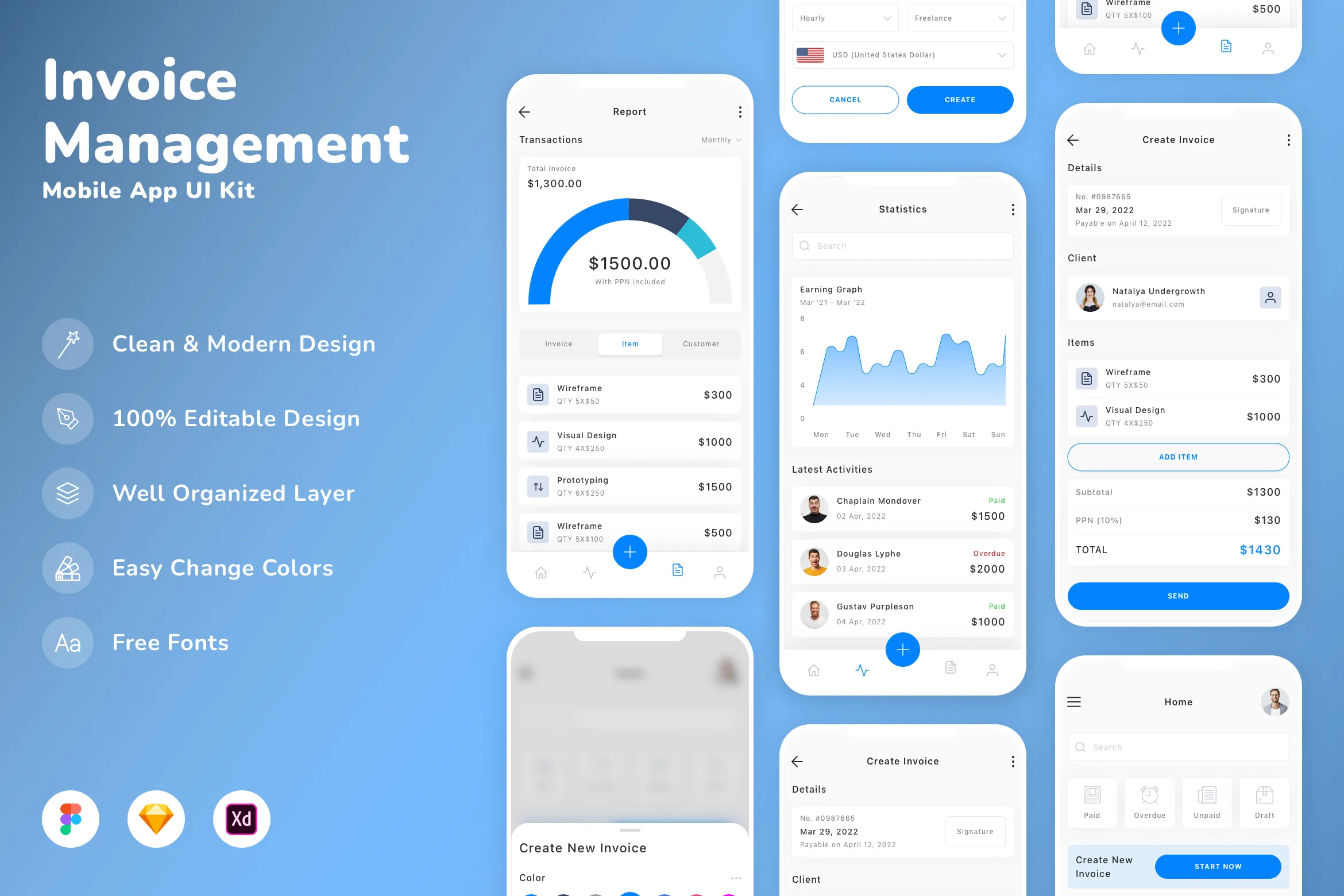 Invoice Management Mobile App UI Kit