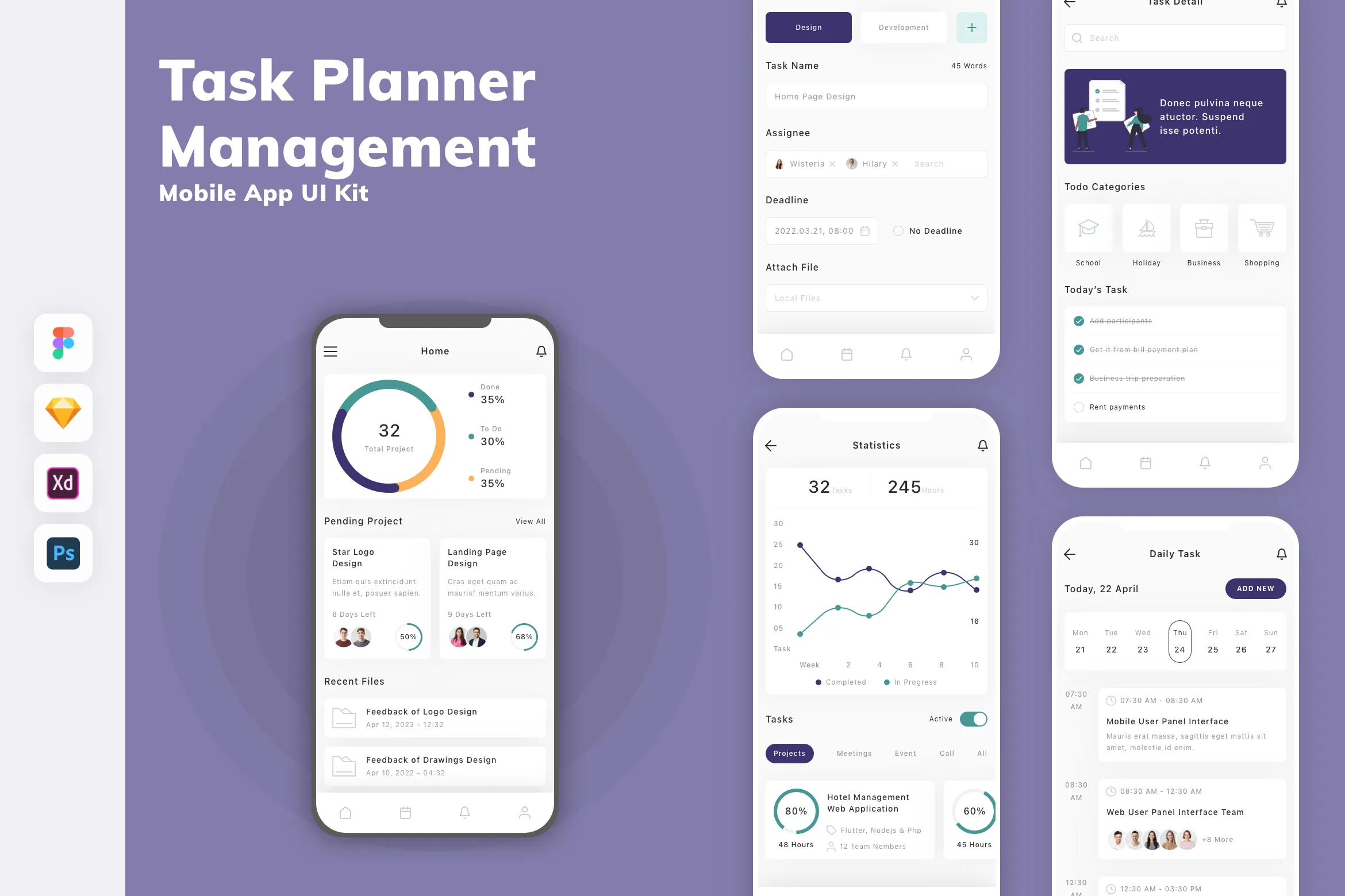 Task Planner & Management Mobile App UI Kit