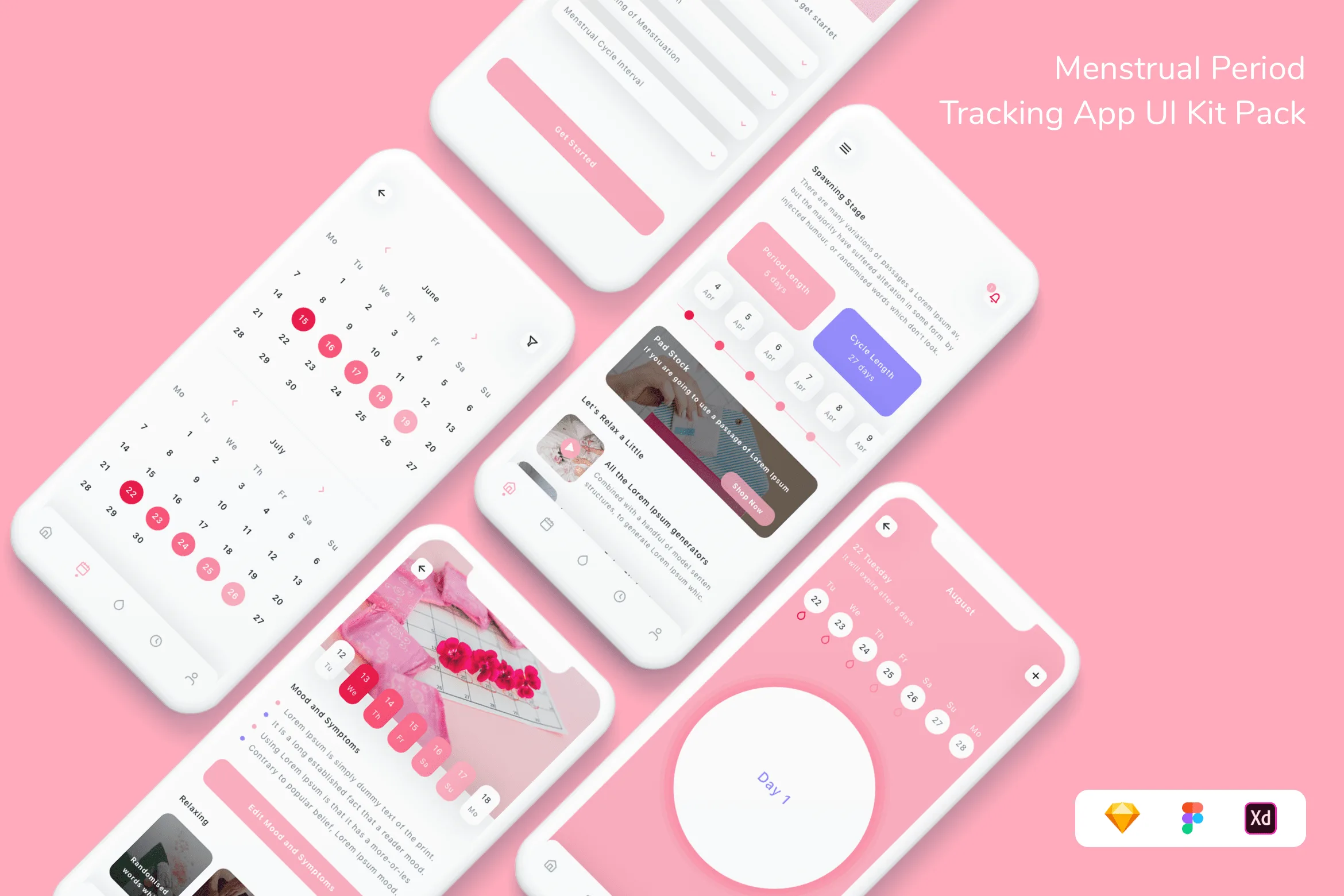 Menstrual Period Tracking App UI Kit Pack