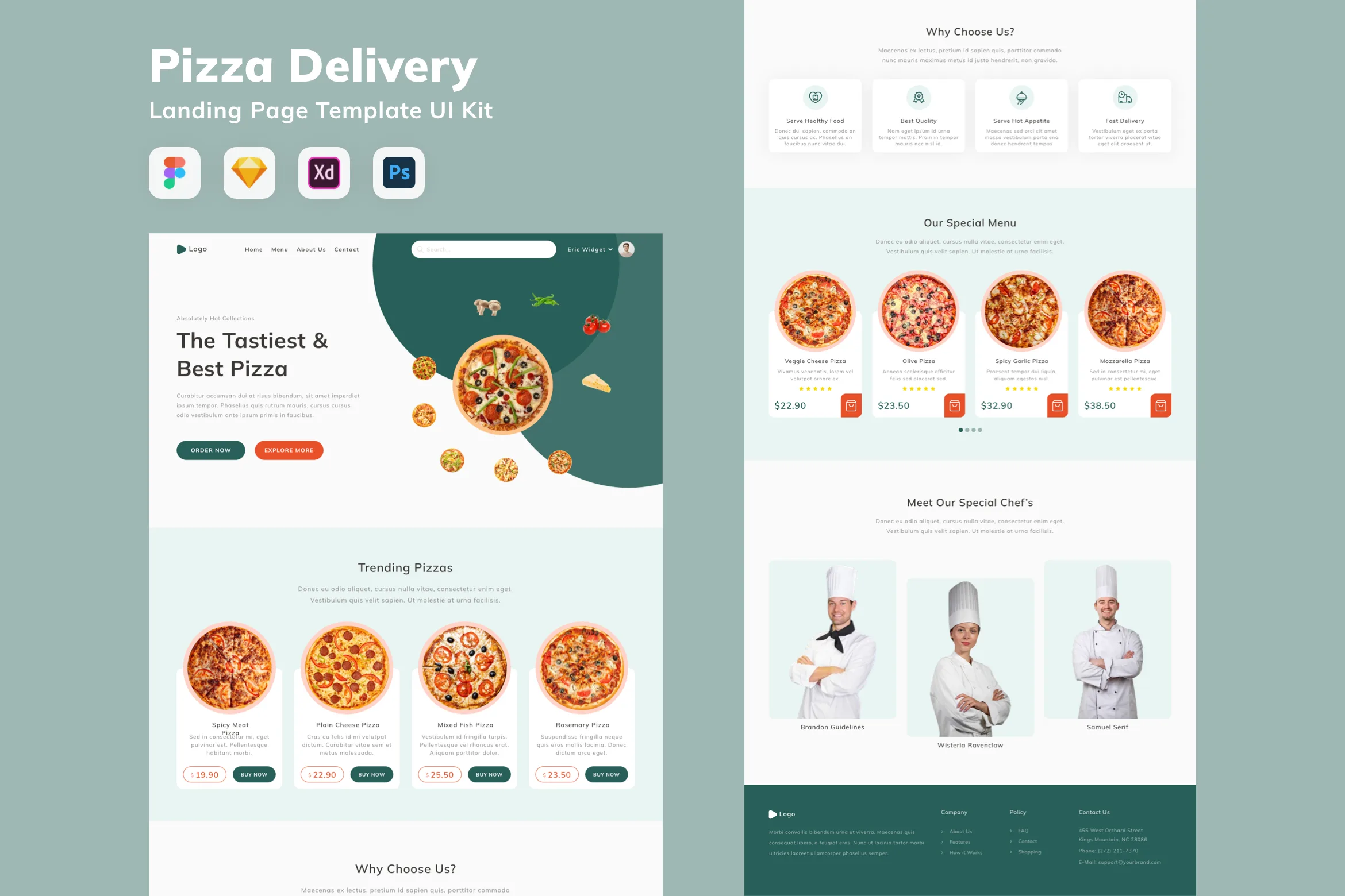 Pizza Delivery Landing Page Template UI Kit