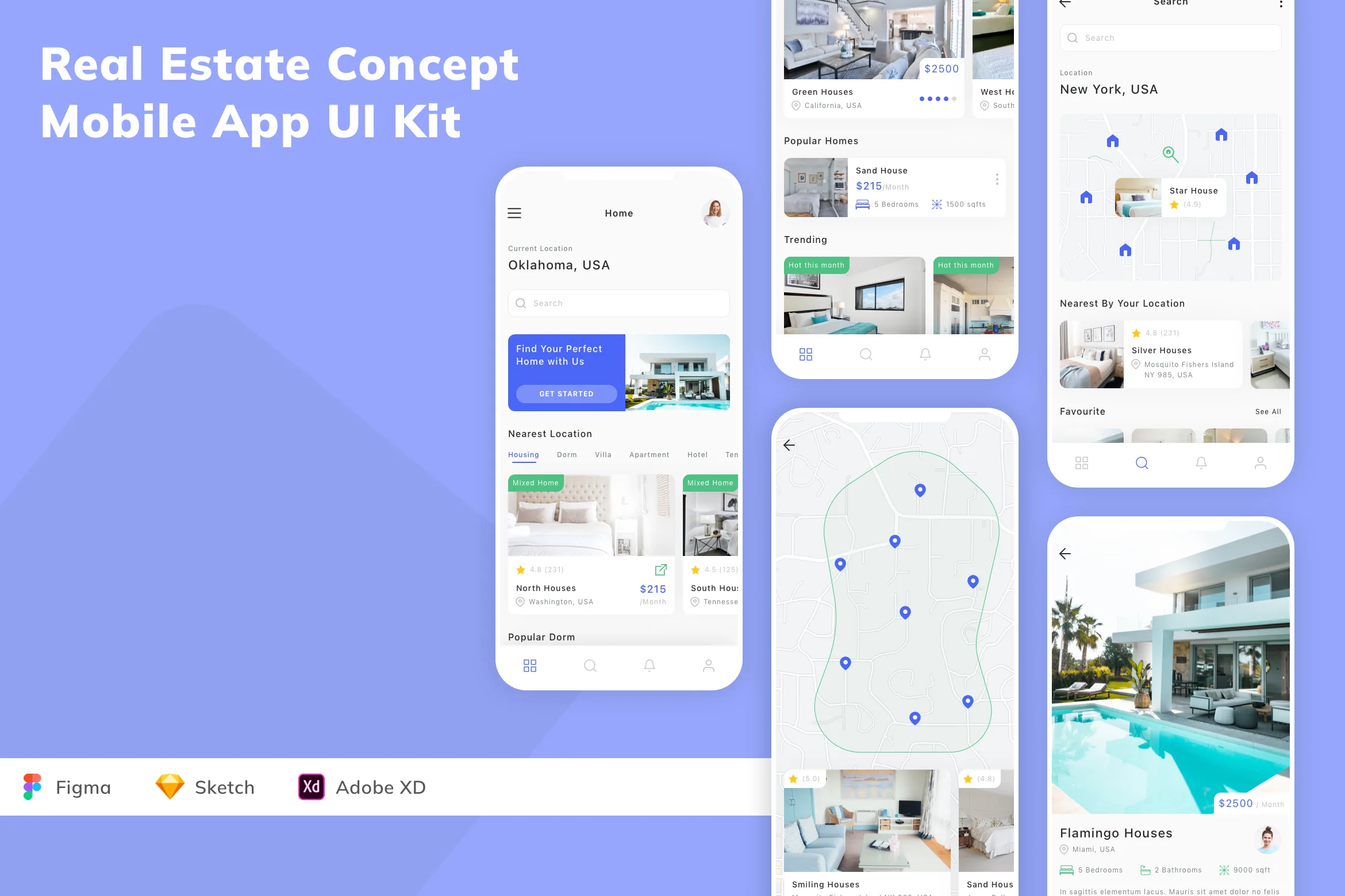 Real Estate Concept Mobile App UI Kit for Figma, Sketch & XD | UIworkshop
