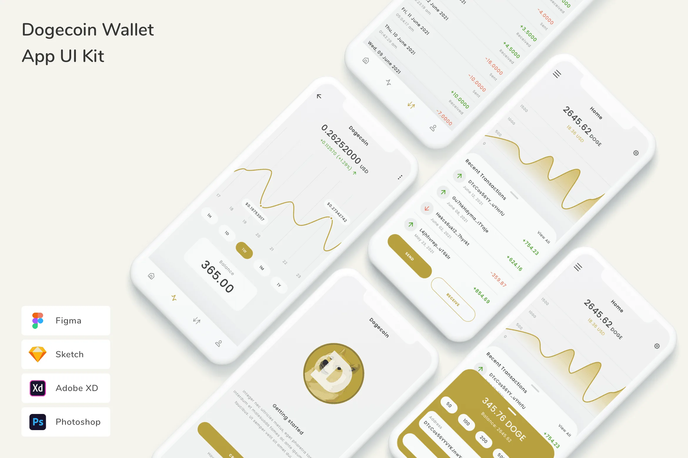 Dogecoin Wallet App UI Kit