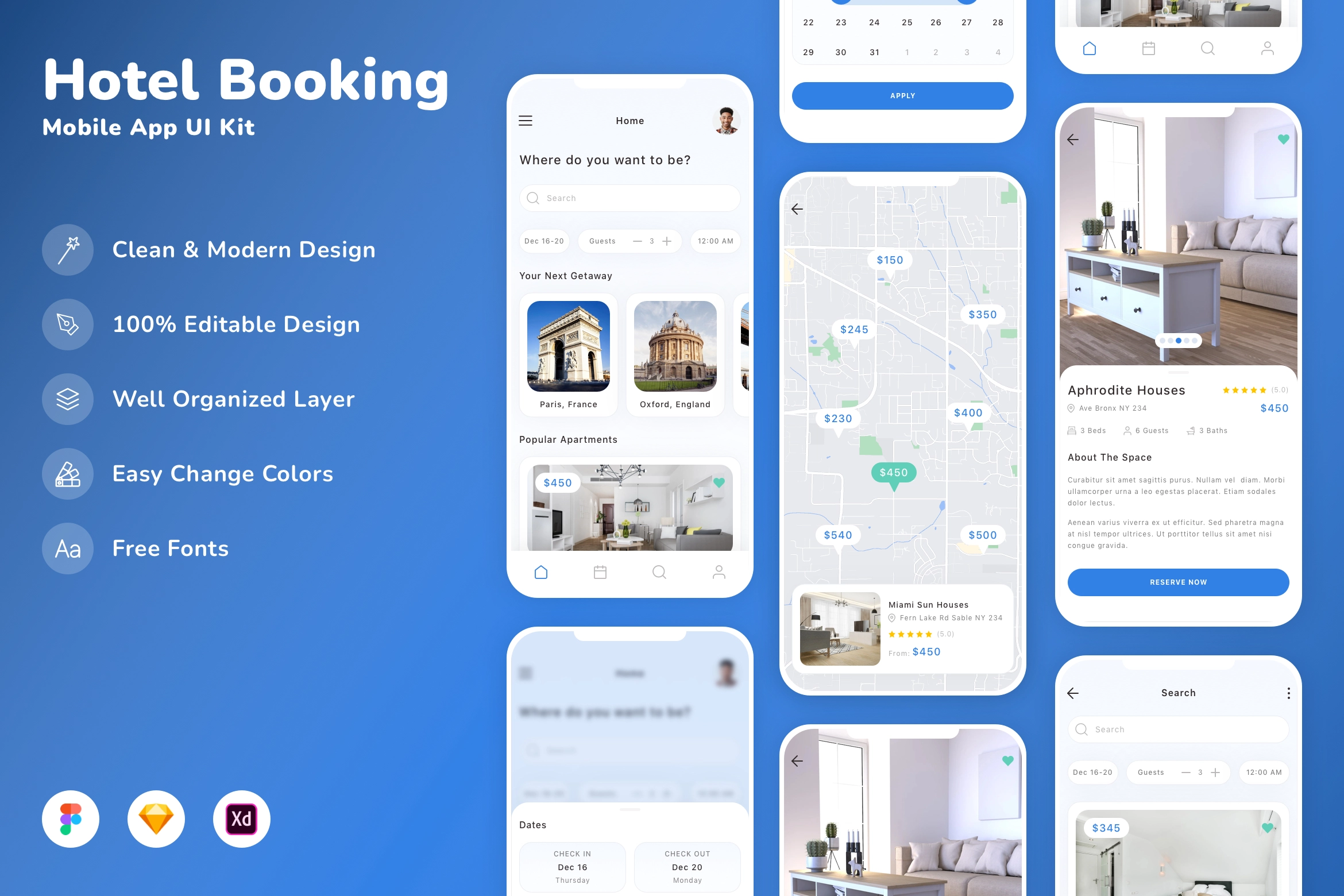 Hotel Booking Mobile App UI Kit