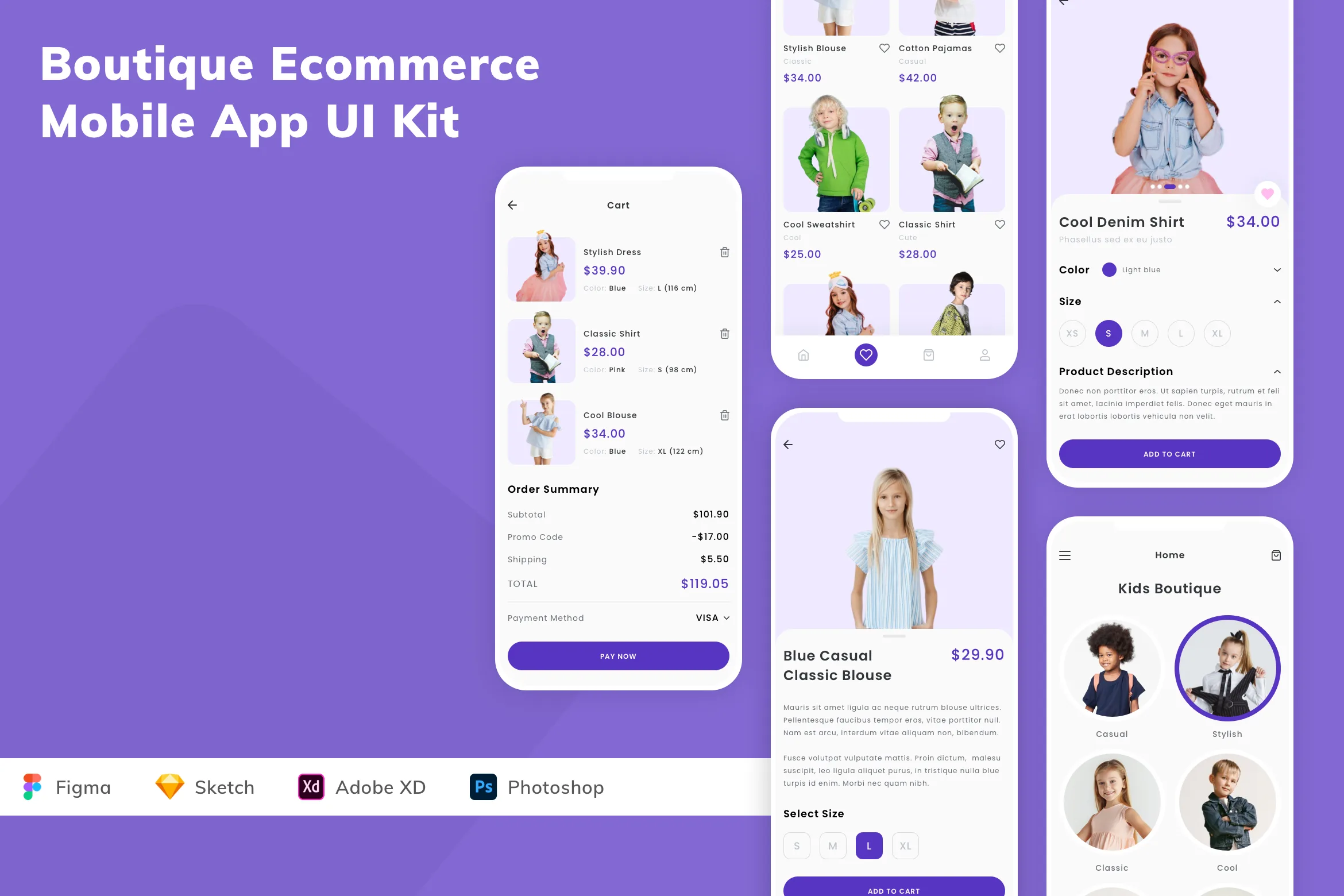 Boutique Ecommerce Mobile App UI Kit for Figma, Sketch & XD | UIworkshop
