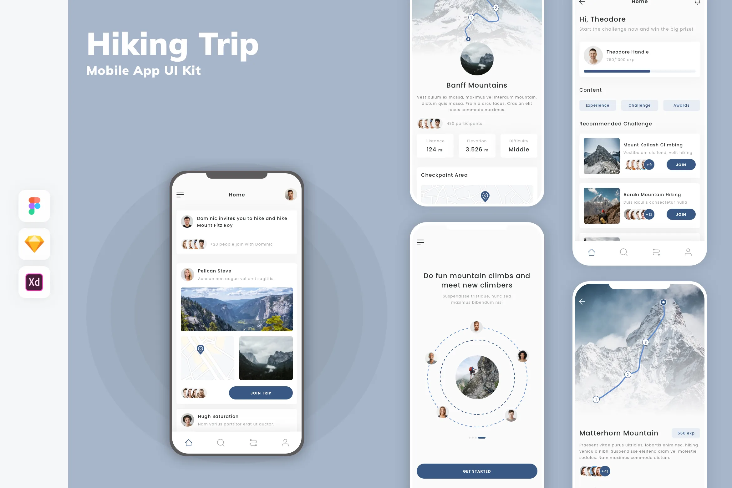 Hiking Trip Mobile App UI Kit