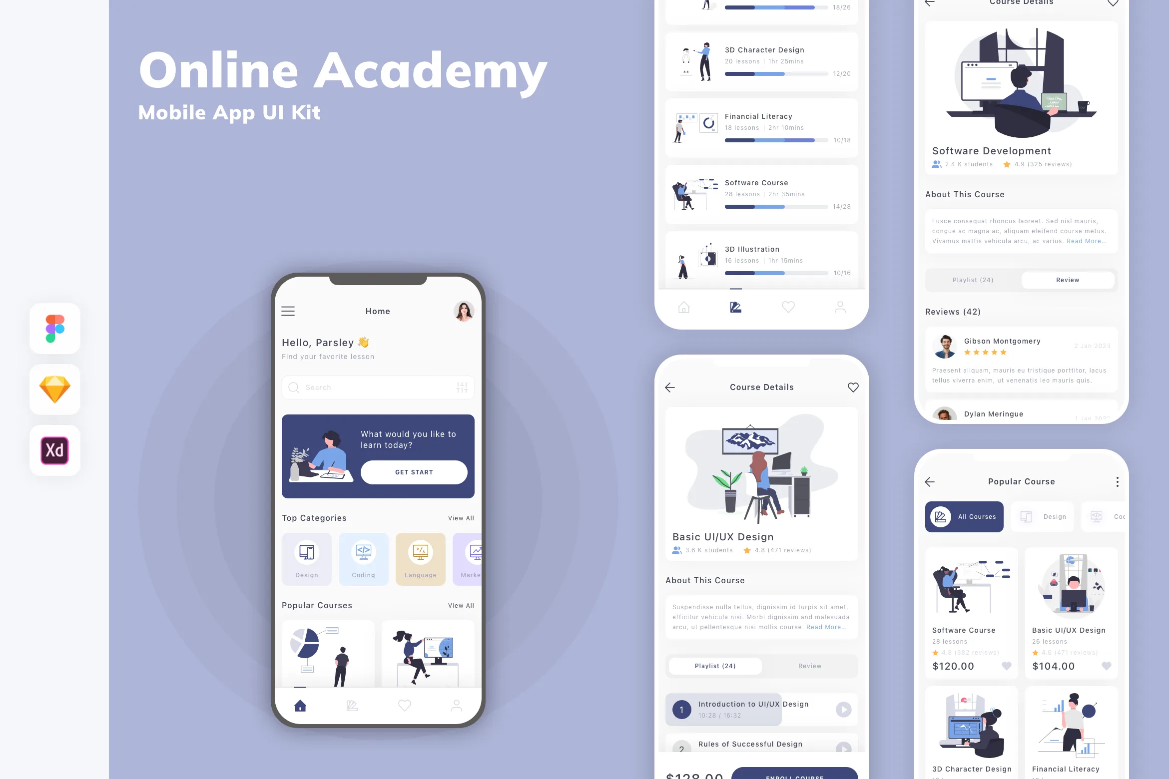 Online Academy Mobile App UI Kit