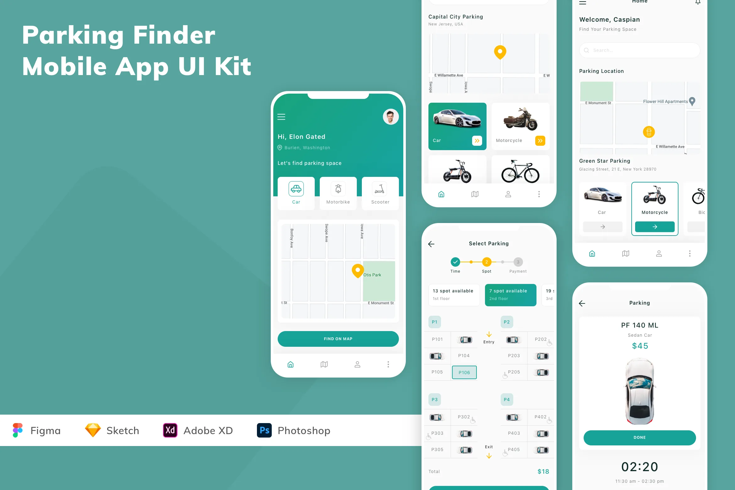 Parking Finder Mobile App UI Kit