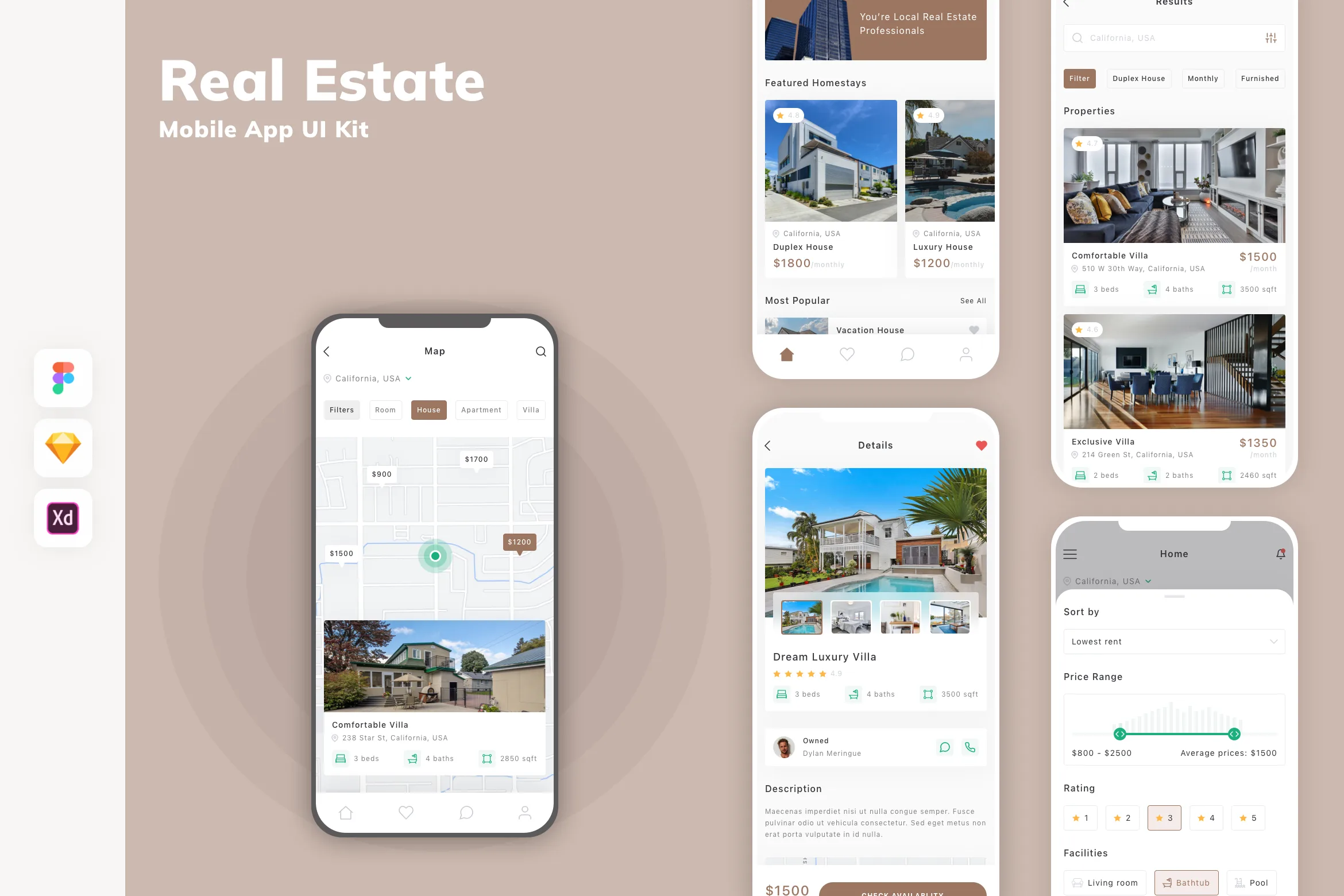 Mobile interface of a modern real estate platform showing lead tracking and analytics