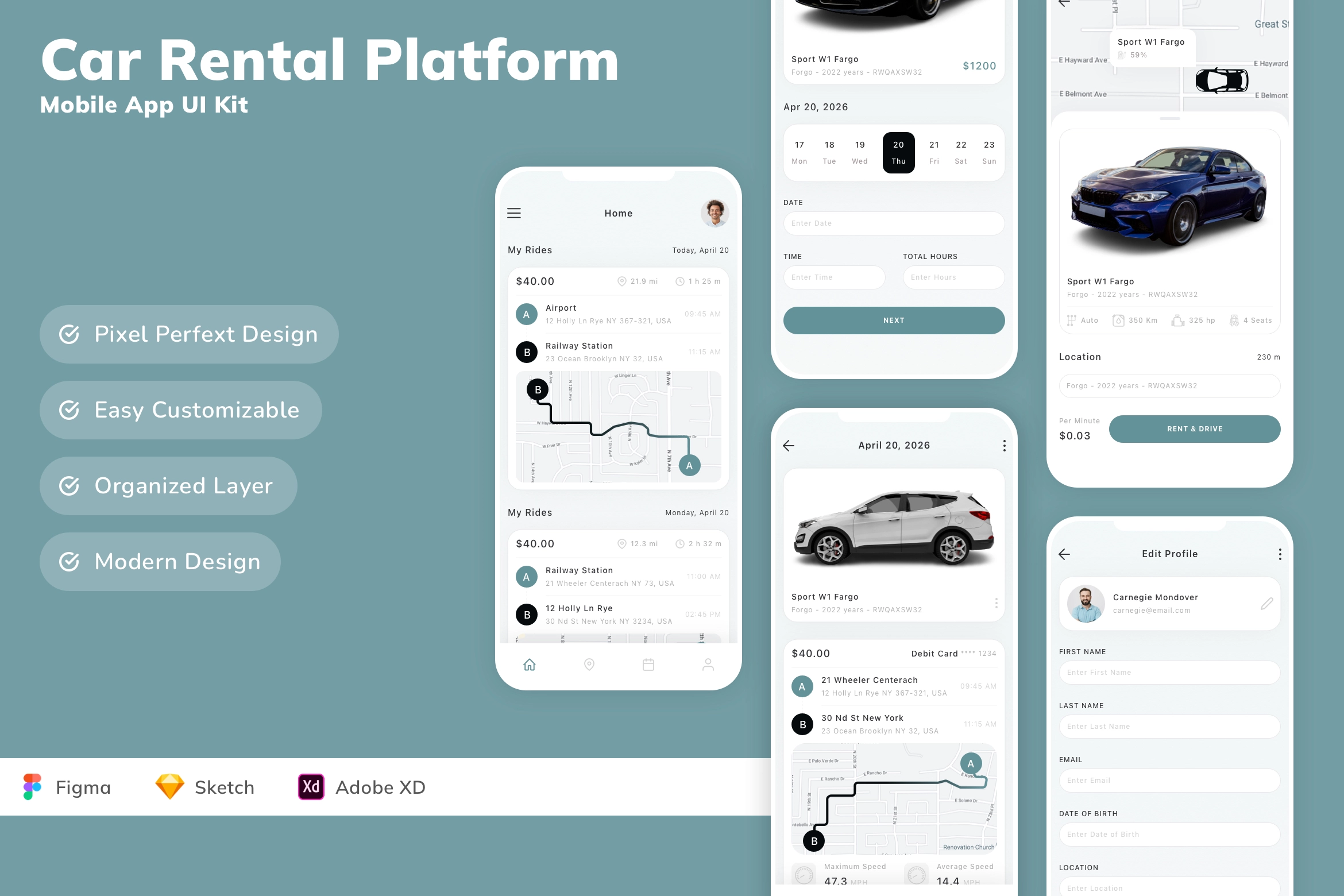 Car Rental Platform Mobile App UI Kit