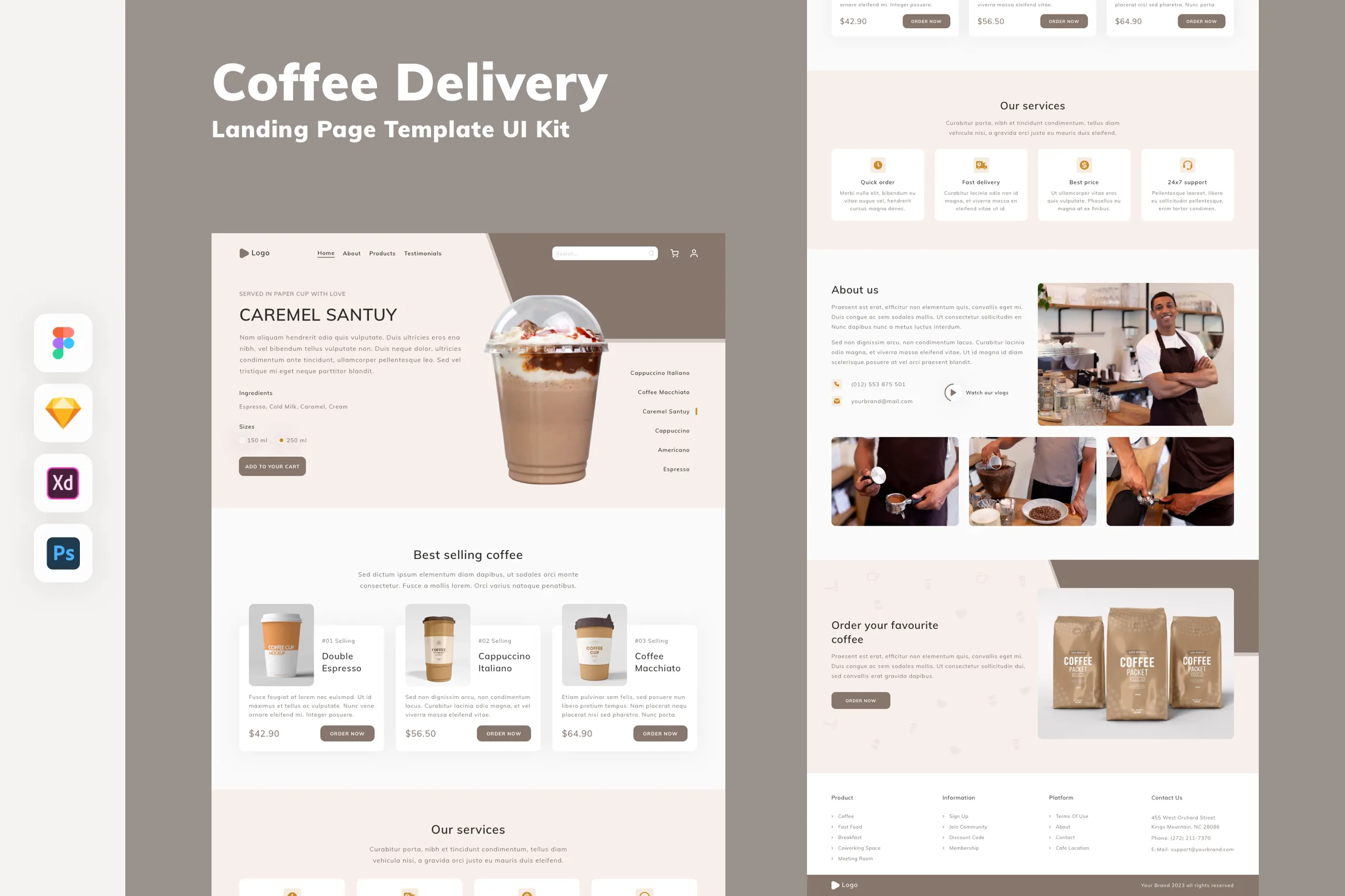 Coffee Delivery Landing Page Template UI Kit