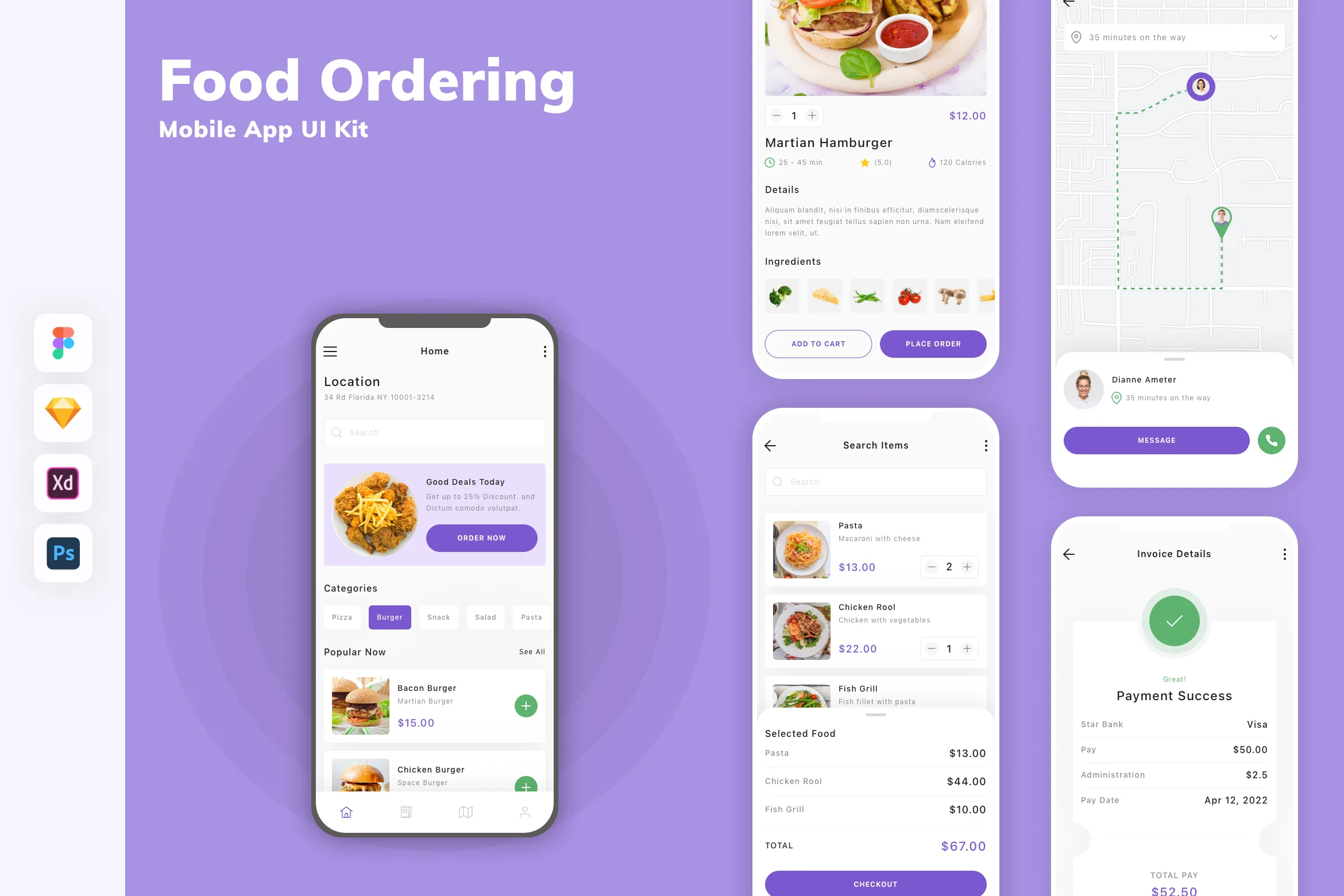 Food Ordering Mobile App UI Kit