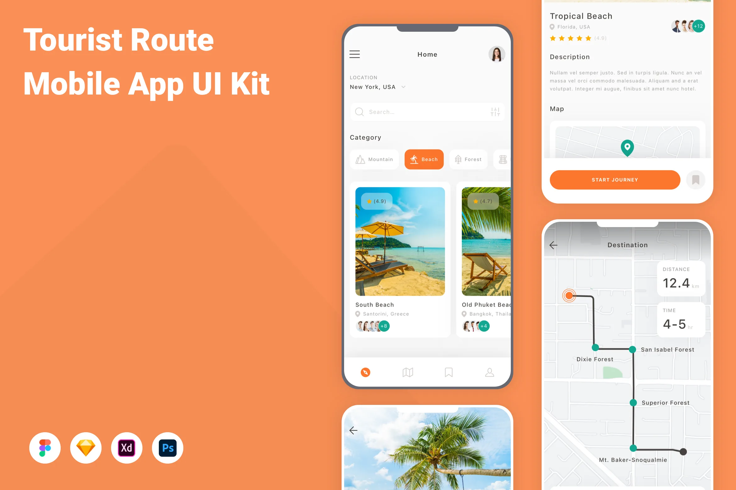 Tourist Route Mobile App UI Kit