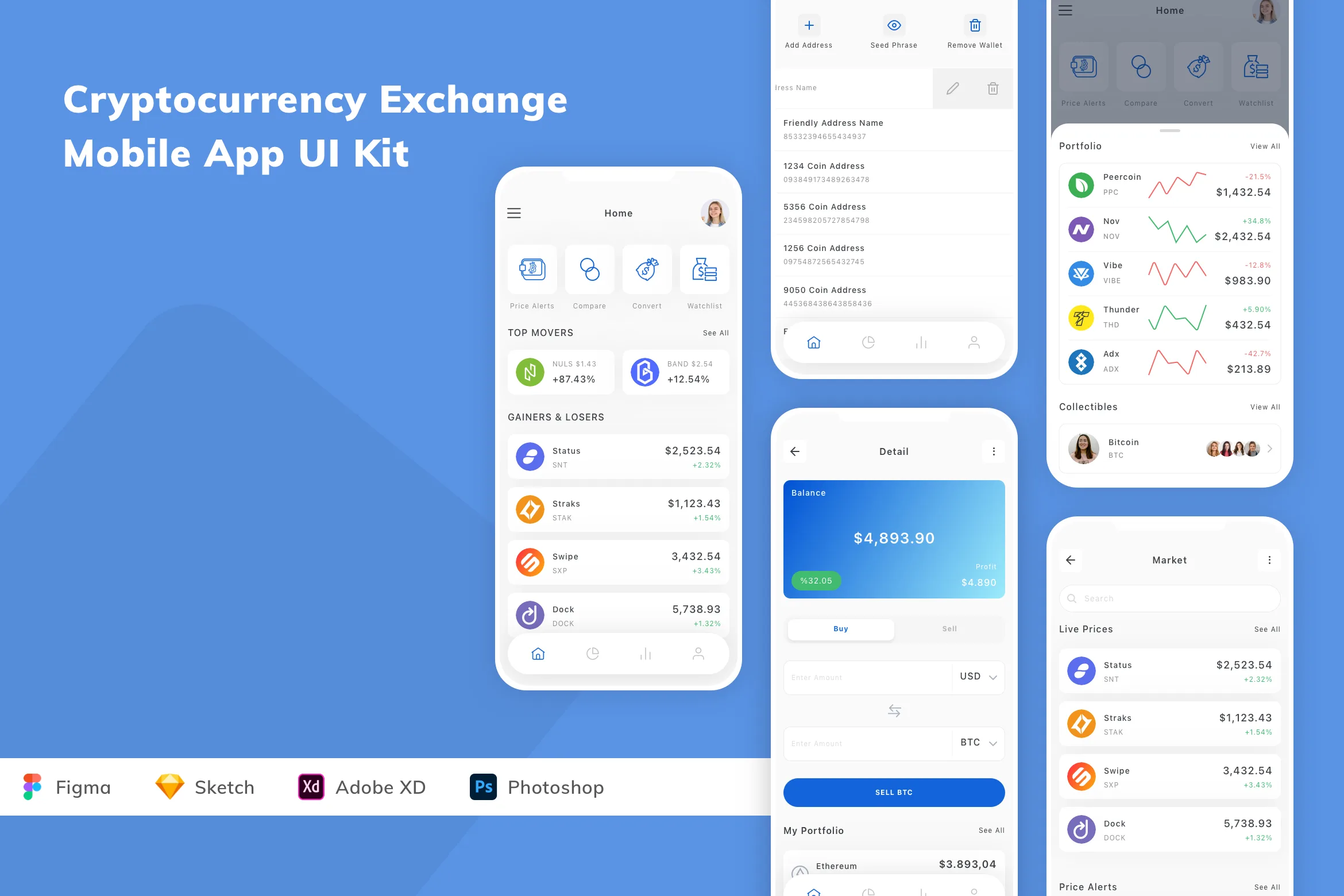 Cryptocurrency Exchange Mobile App UI Kit