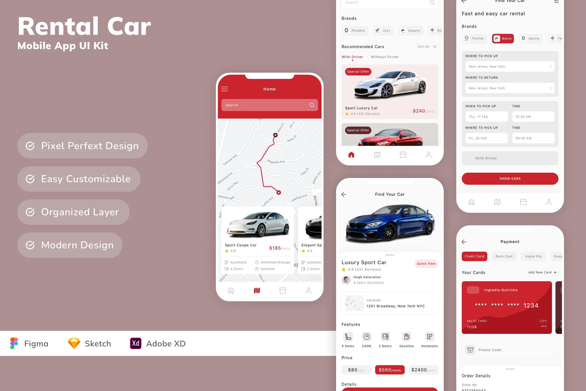 Rental Car Mobile App UI Kit