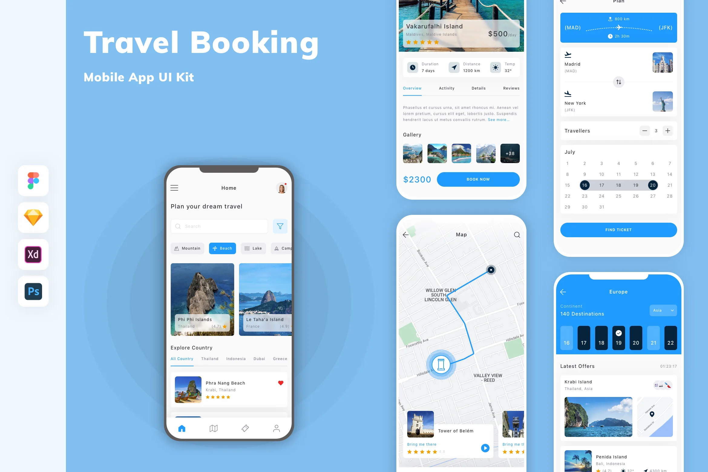 Travel Booking Mobile App UI Kit