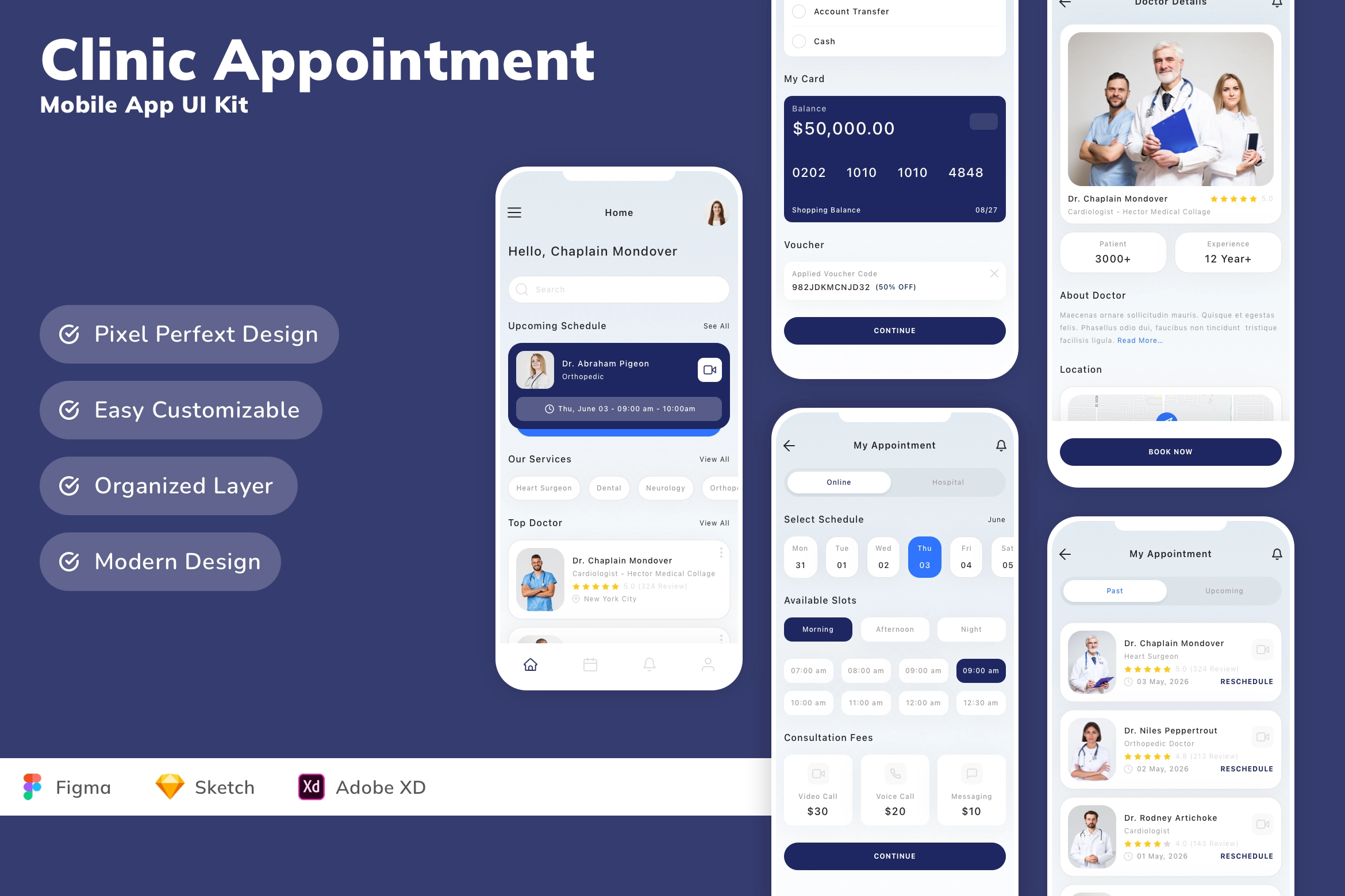 Clinic Appointment Mobile App UI Kit