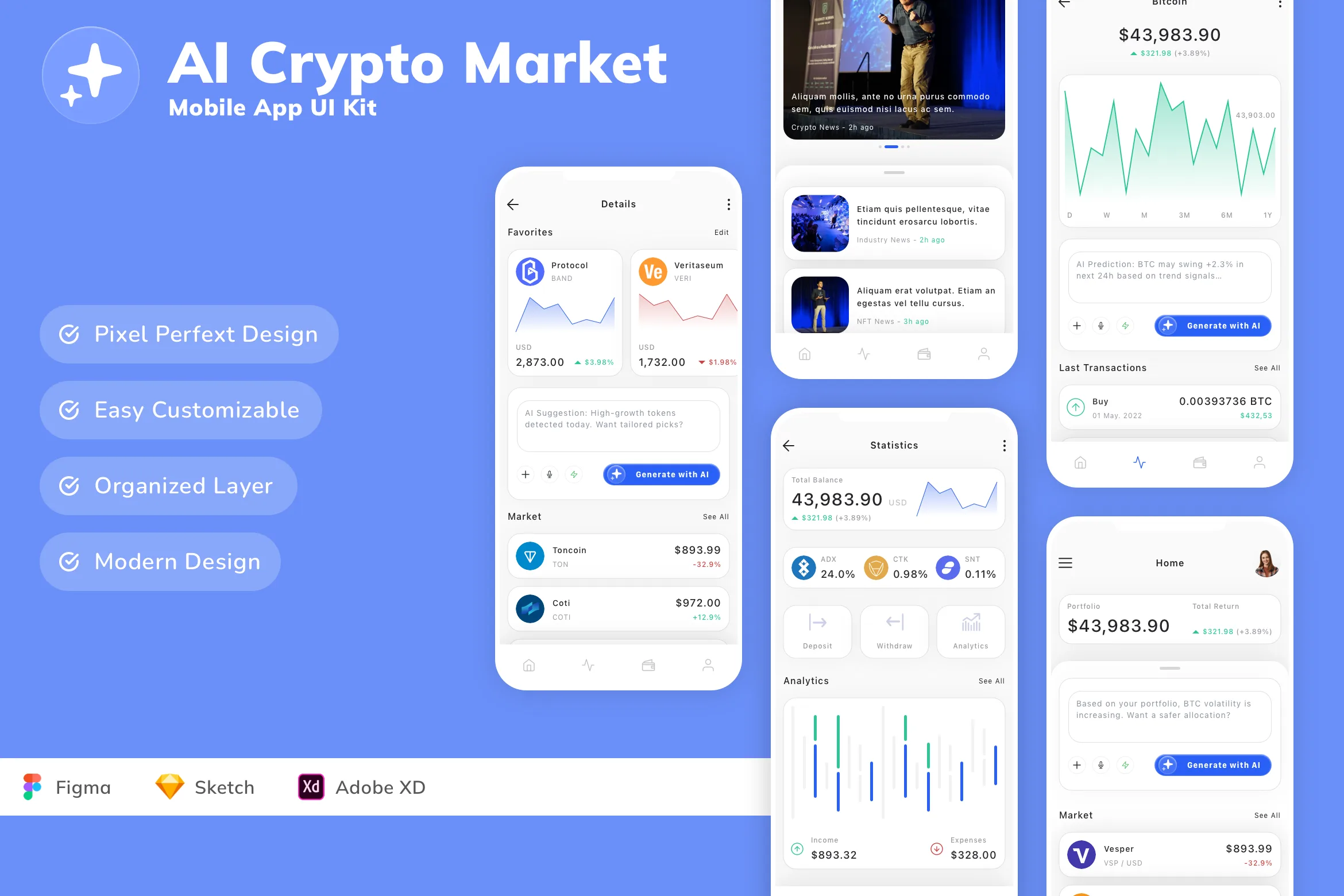 AI Crypto Market Mobile App UI Kit