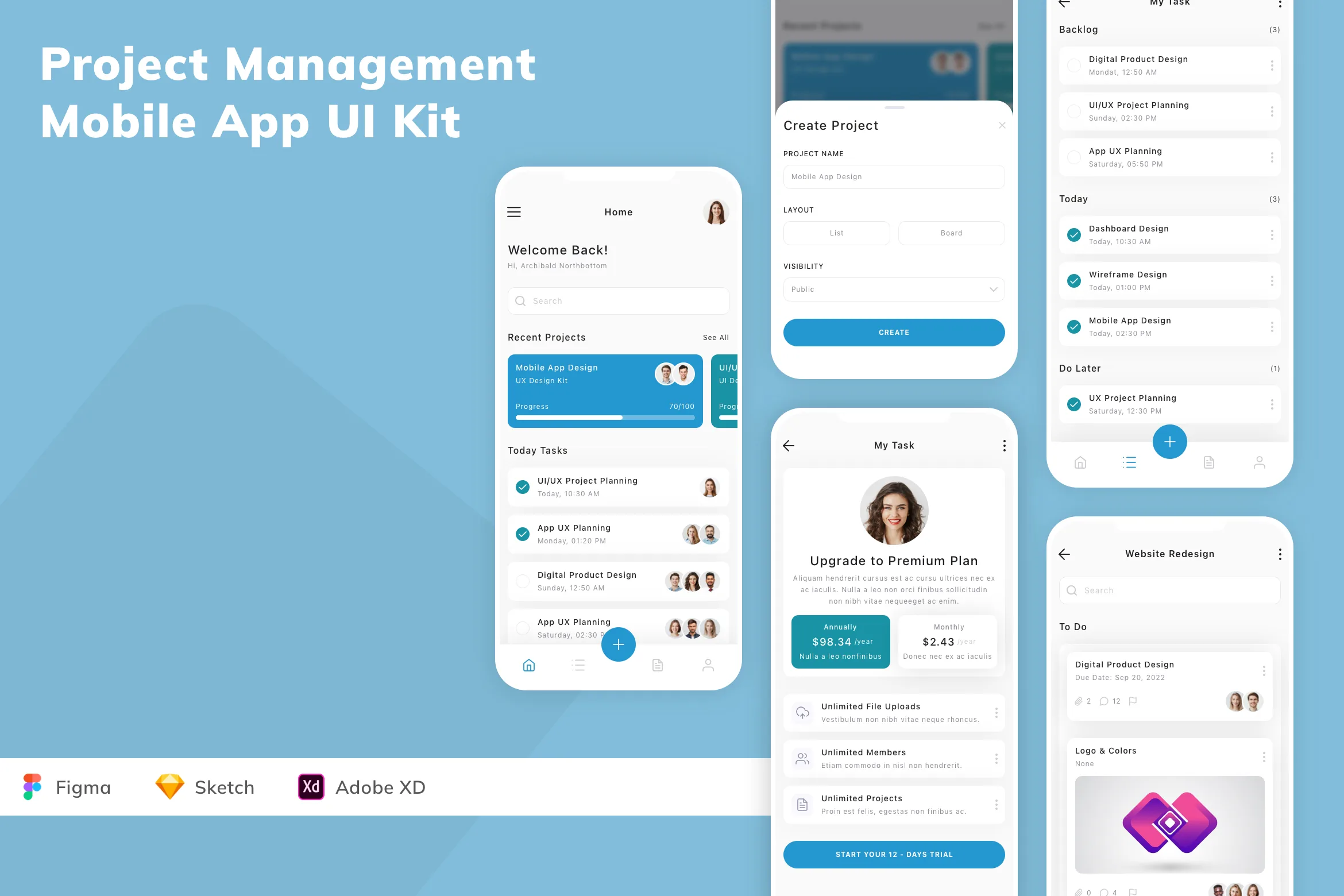 Project Management Mobile App UI Kit