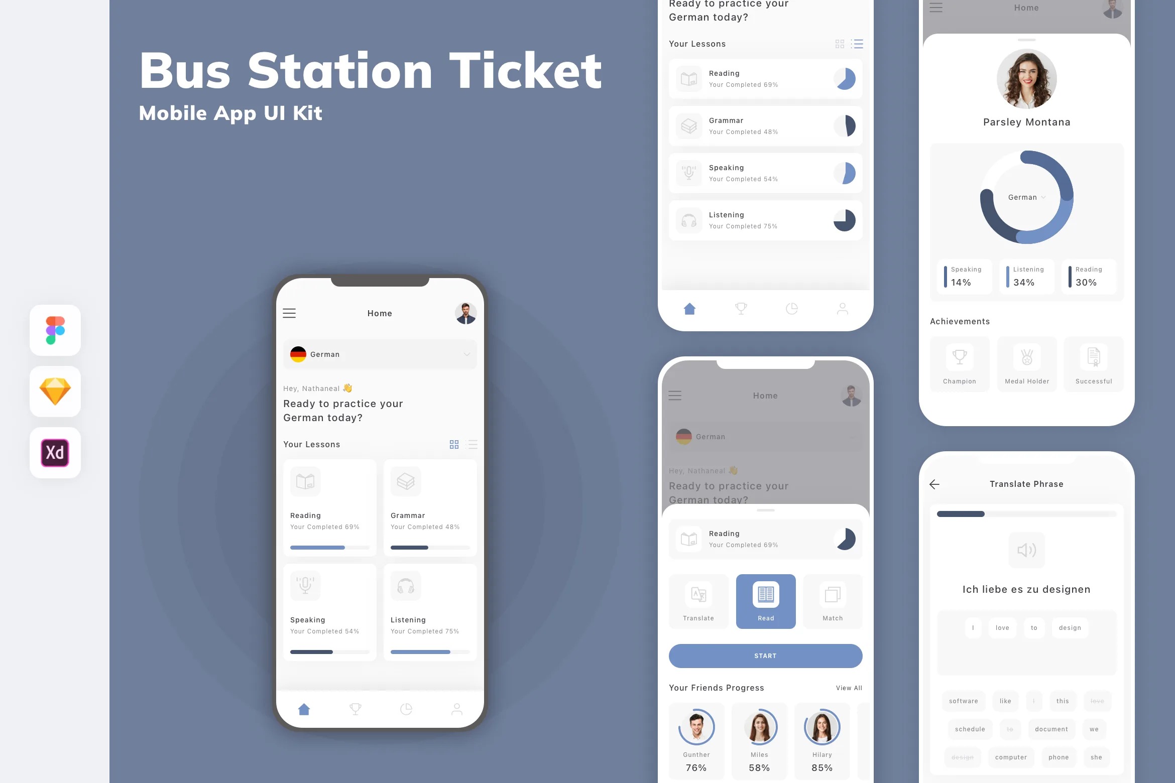 Language Learning Mobile App UI Kit