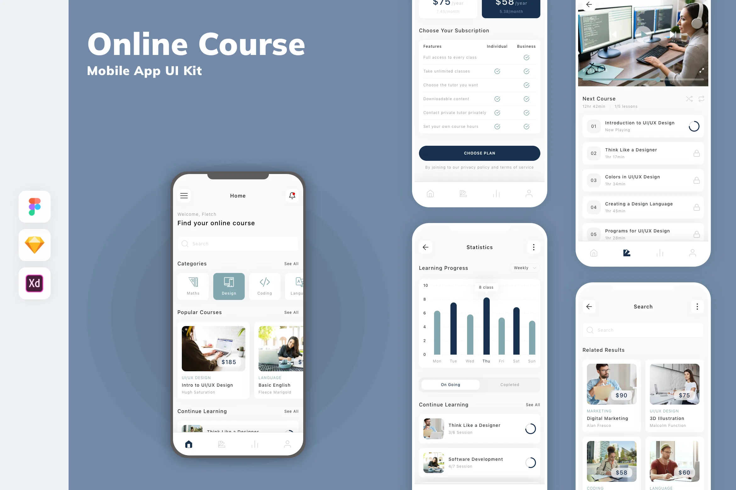 Online Course Mobile App UI Kit