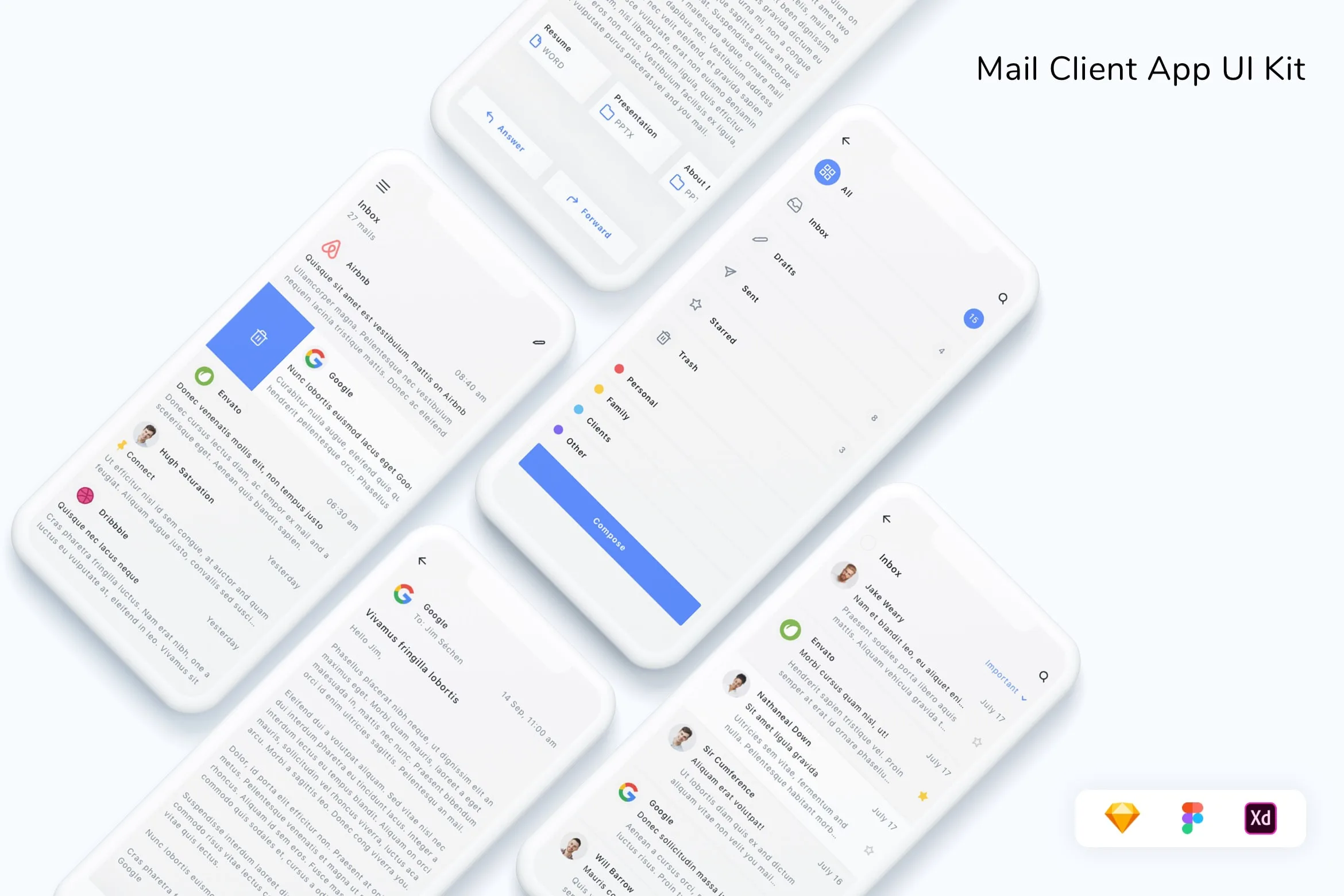 Mail Client Ui Functionality Mail Client App UI Kit for Figma, Sketch & XD | UIworkshop