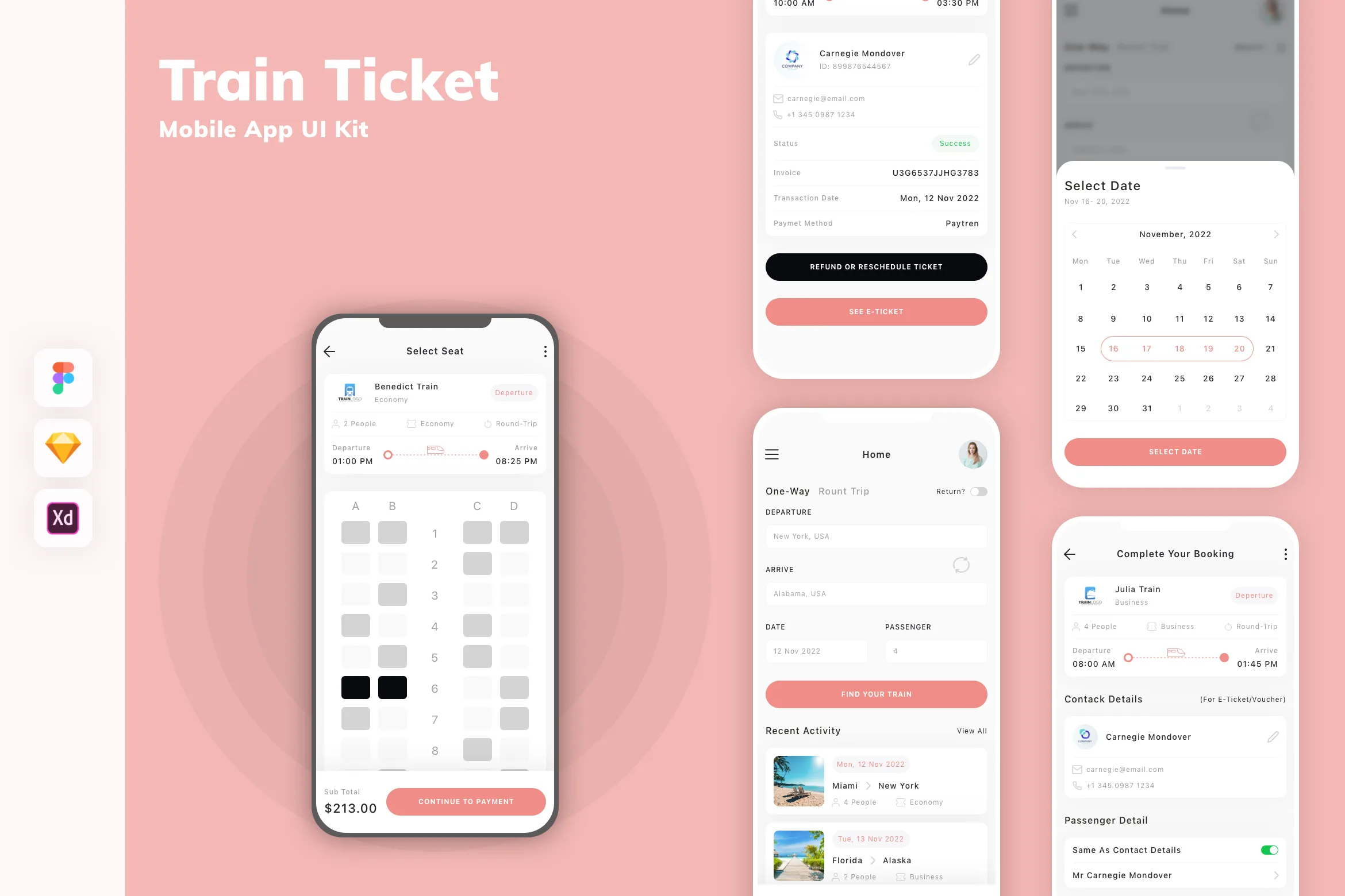Train Ticket Mobile App UI Kit