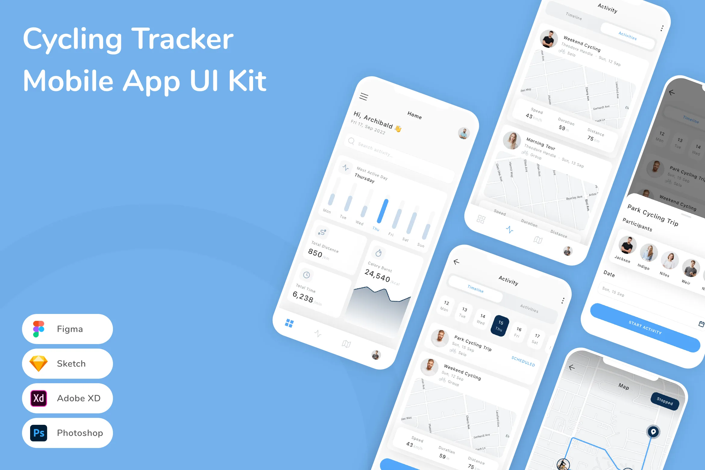 Cycling Tracker Mobile App UI Kit