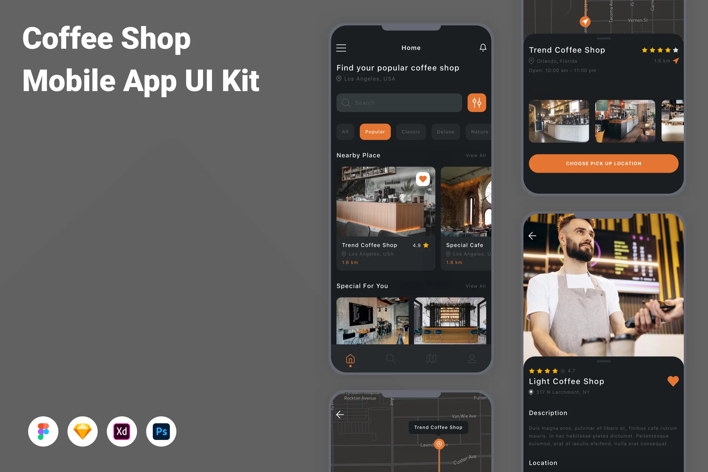 Coffee Shop Mobile App UI Kit for Figma, Sketch & XD | UIworkshop