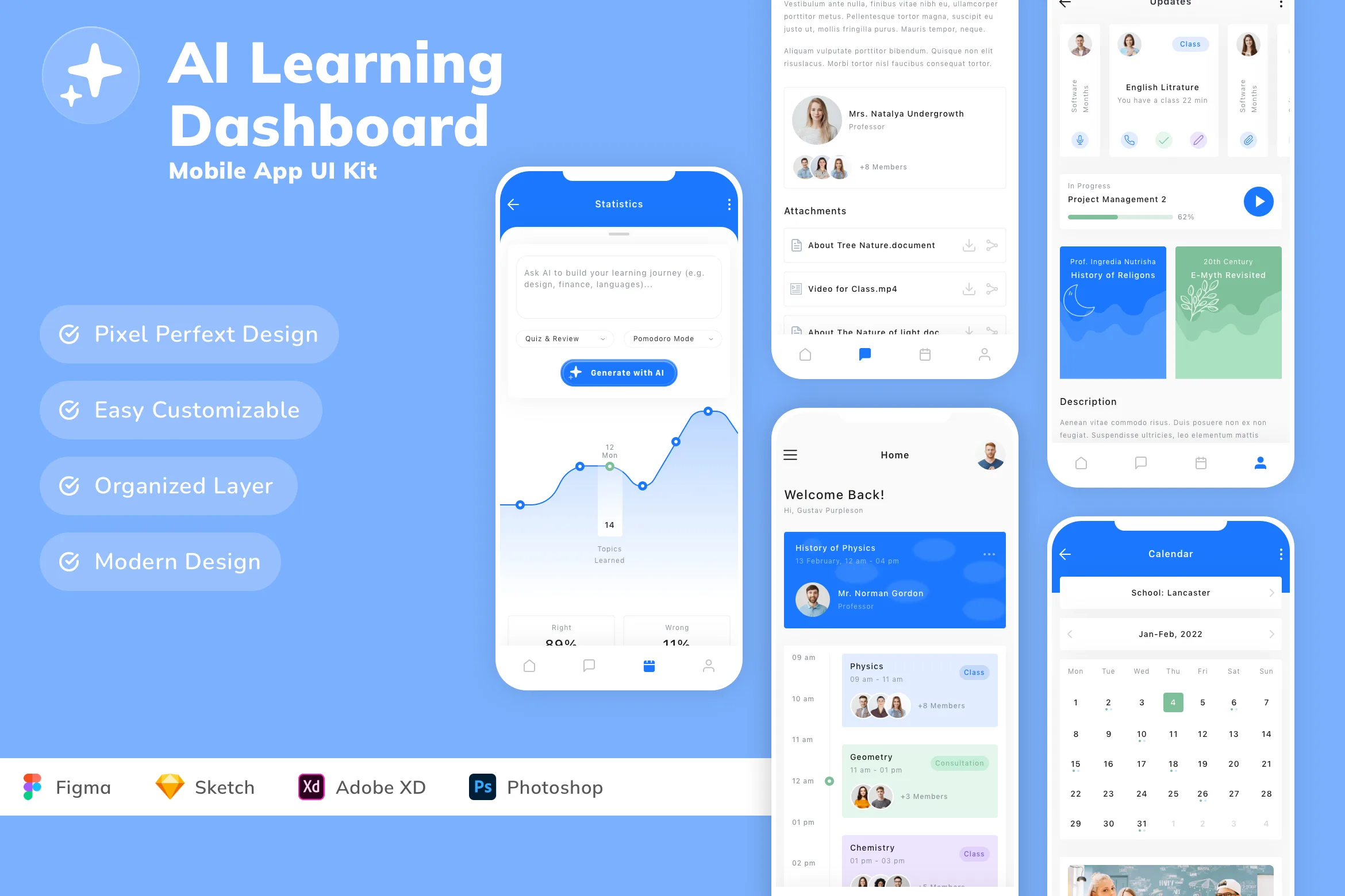 AI Learning Dashboard Mobile App UI Kit