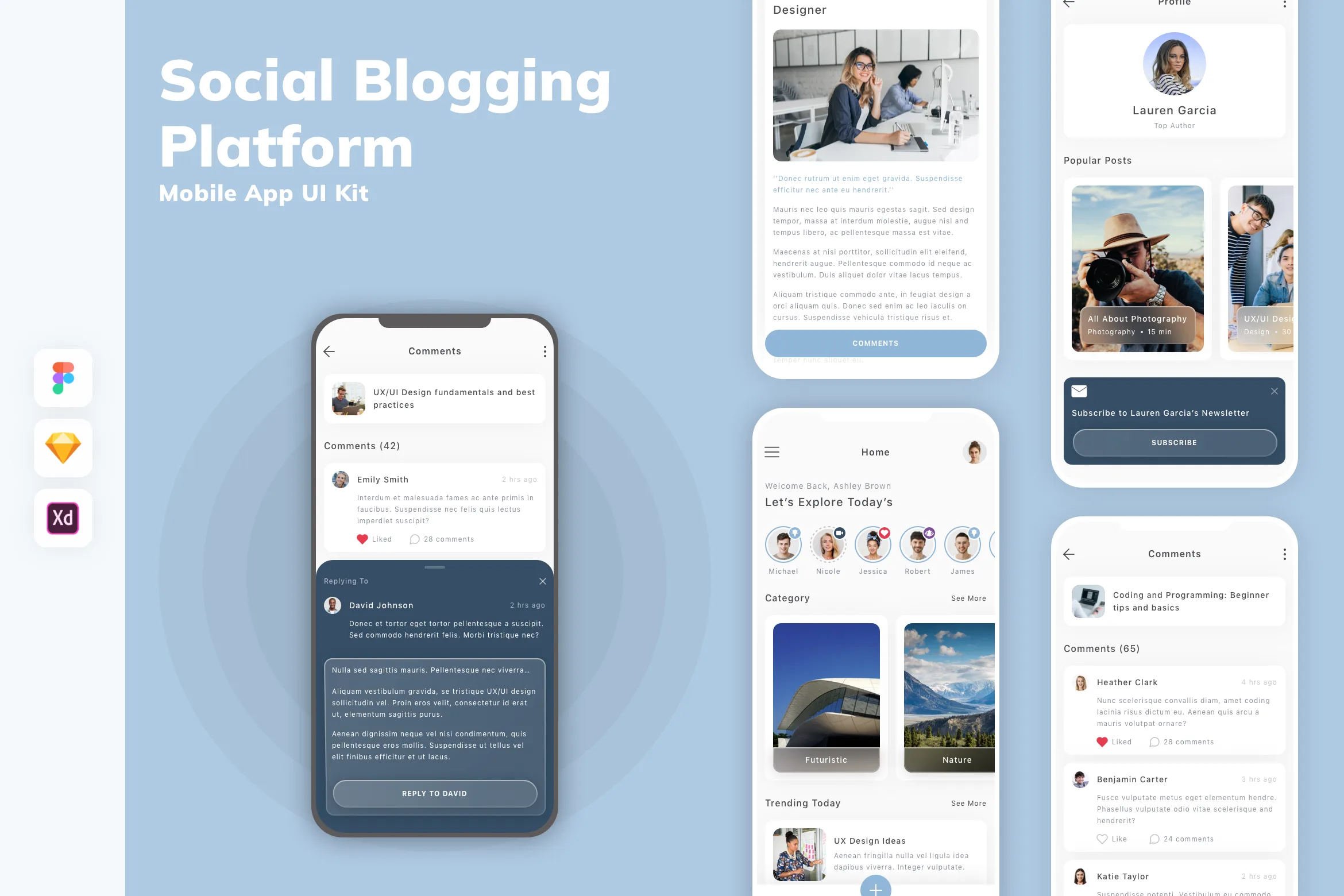 Social Blogging Platform Mobile App UI Kit