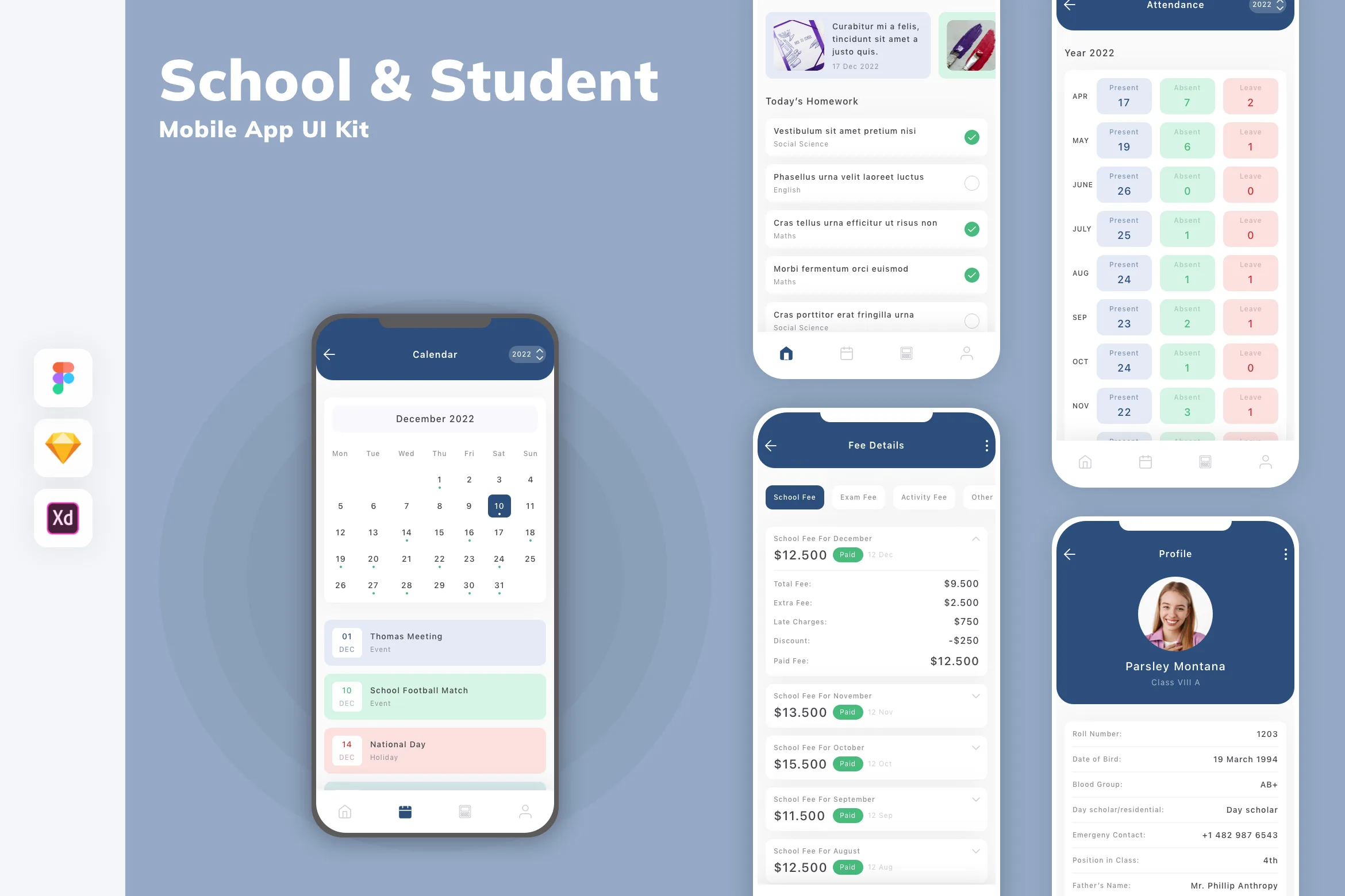 School & Student Mobile App UI Kit