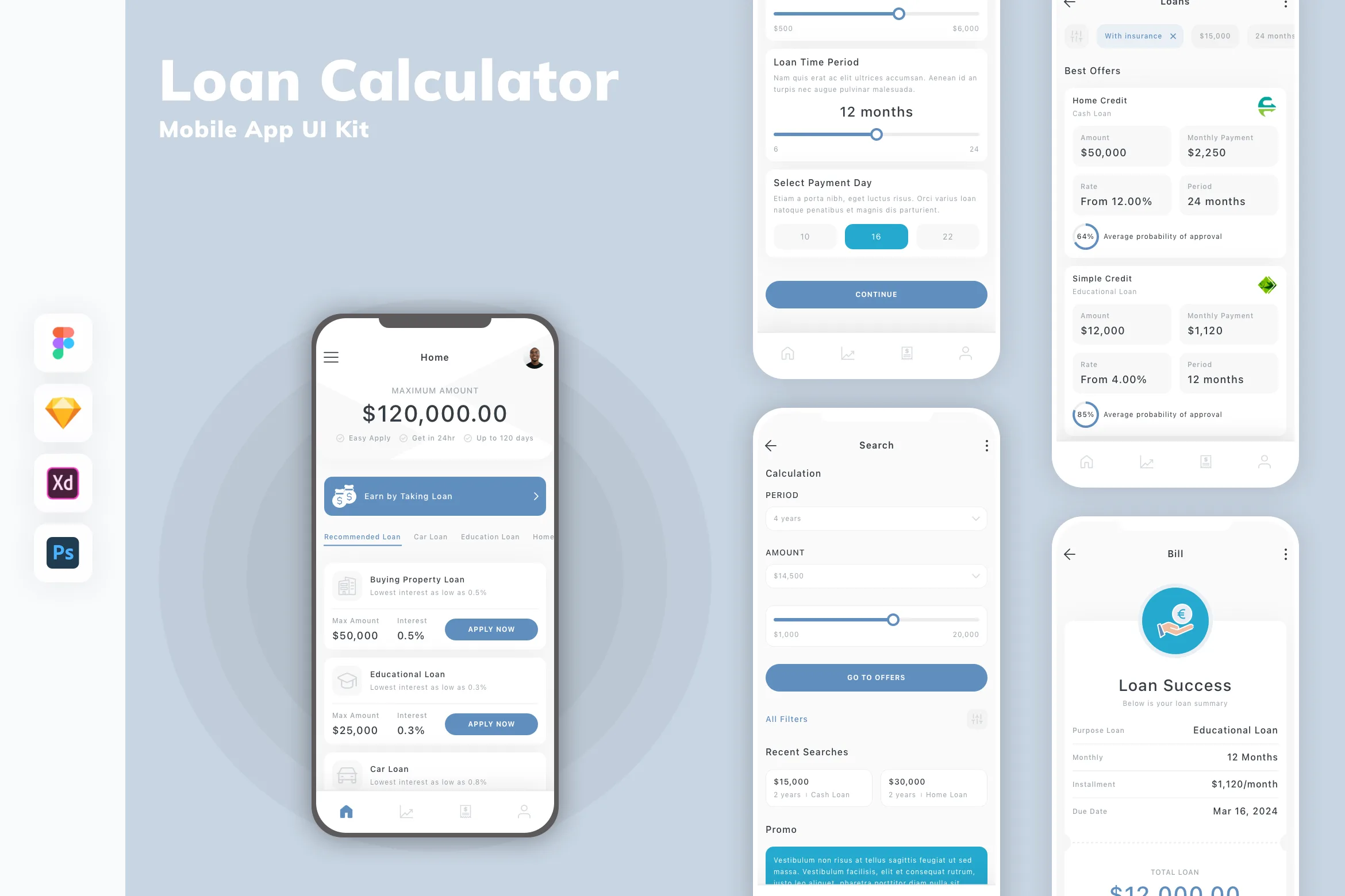 Loan Calculator Mobile App UI Kit