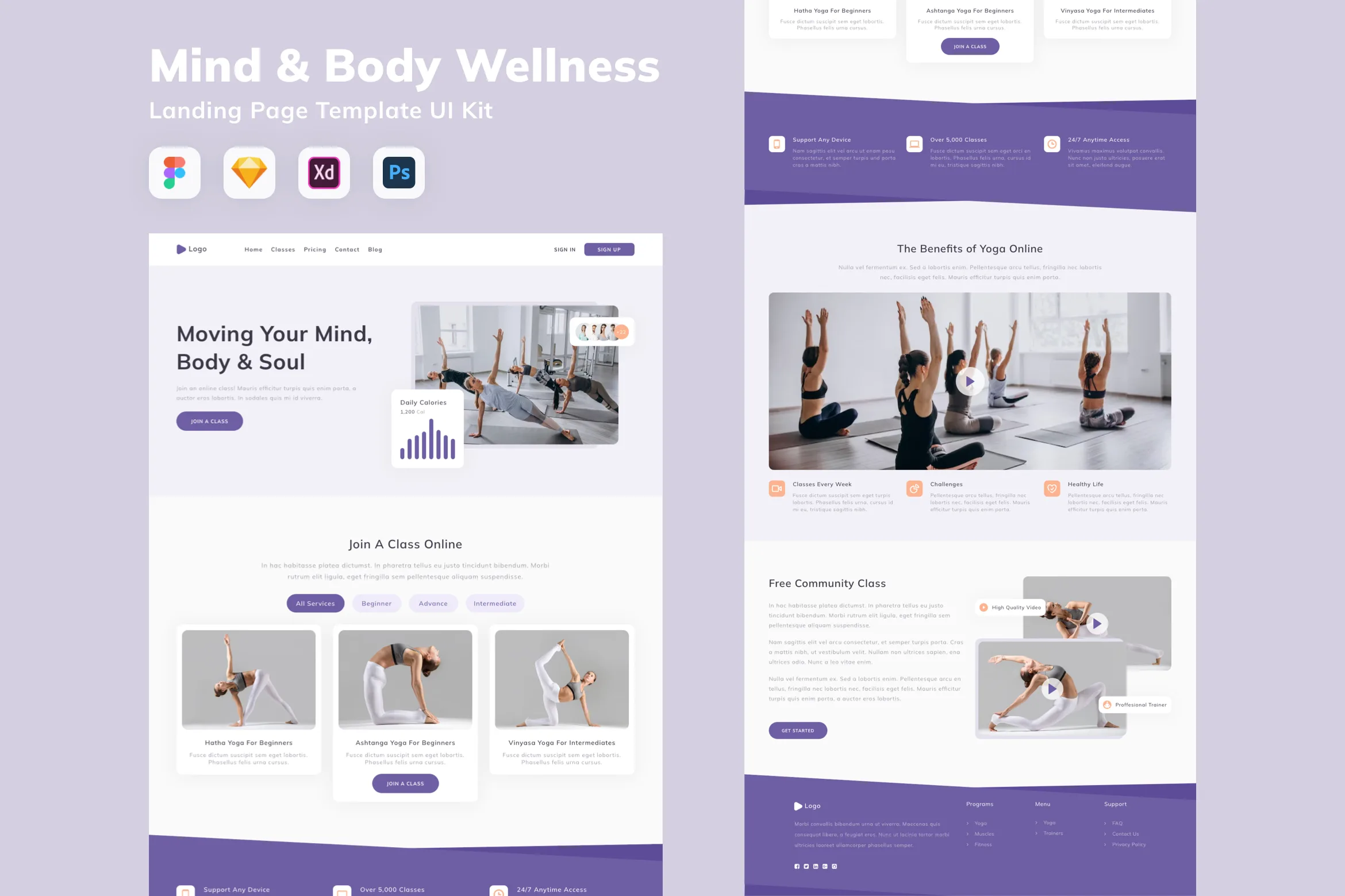 Mind & Body Wellness Landing Page Template UI Kit