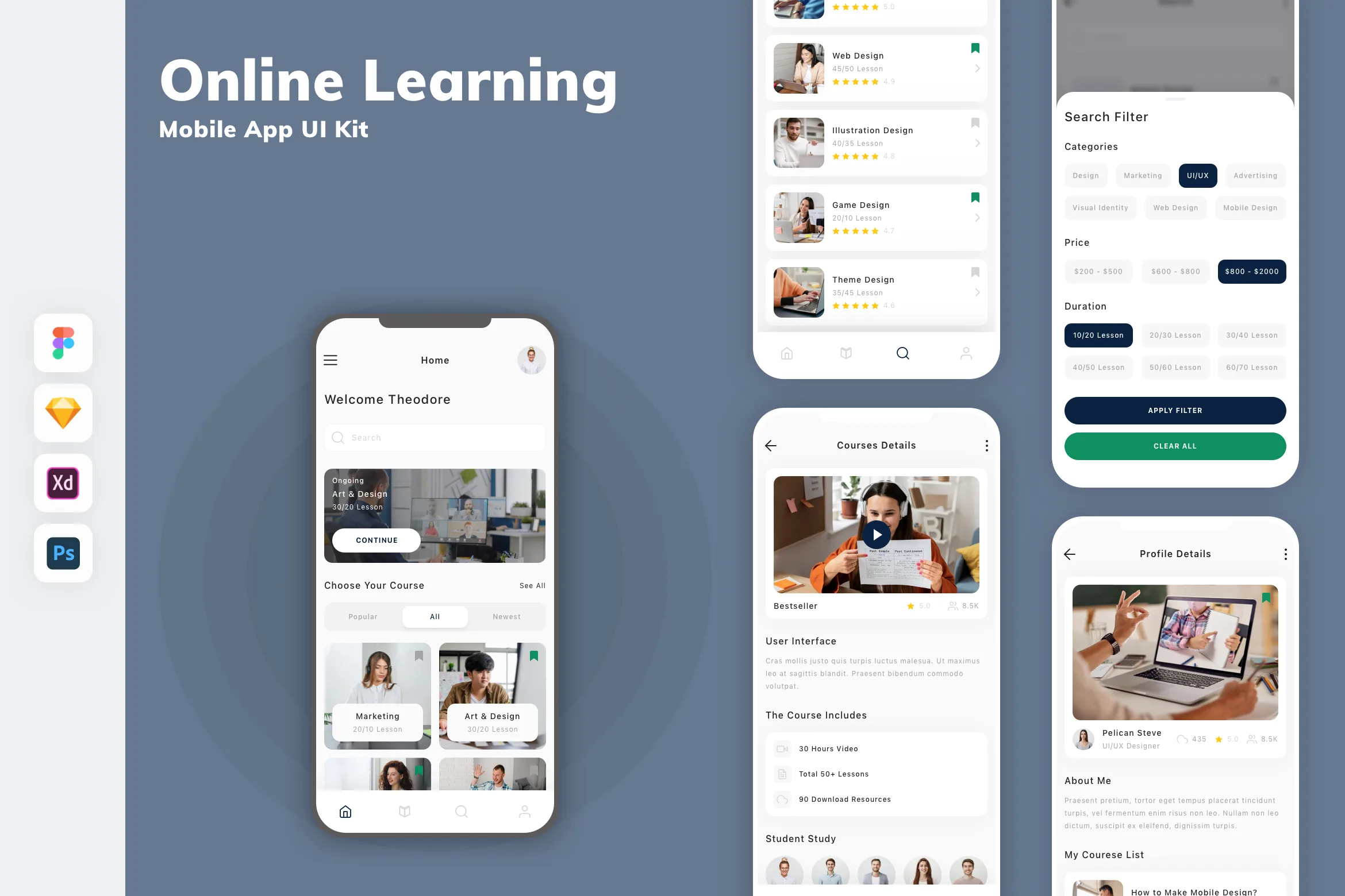 Online Learning Mobile App UI Kit