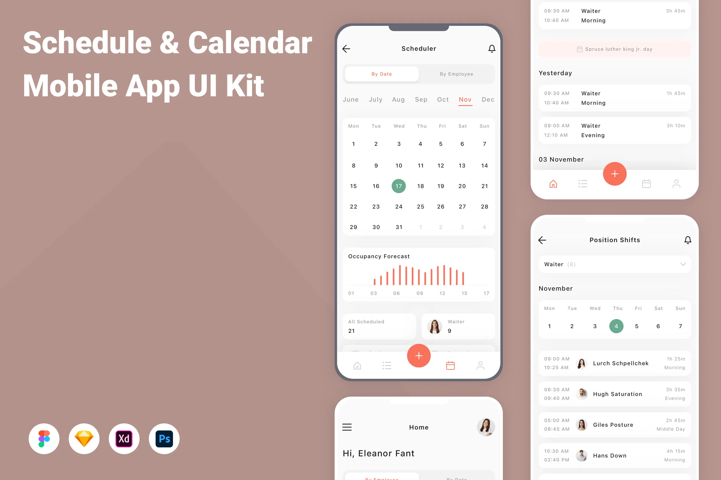 Schedule & Calendar Mobile App UI Kit