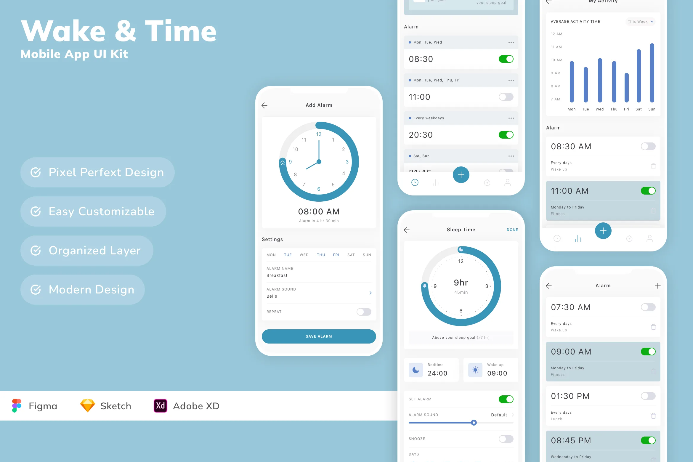 Wake & Time Mobile App UI Kit