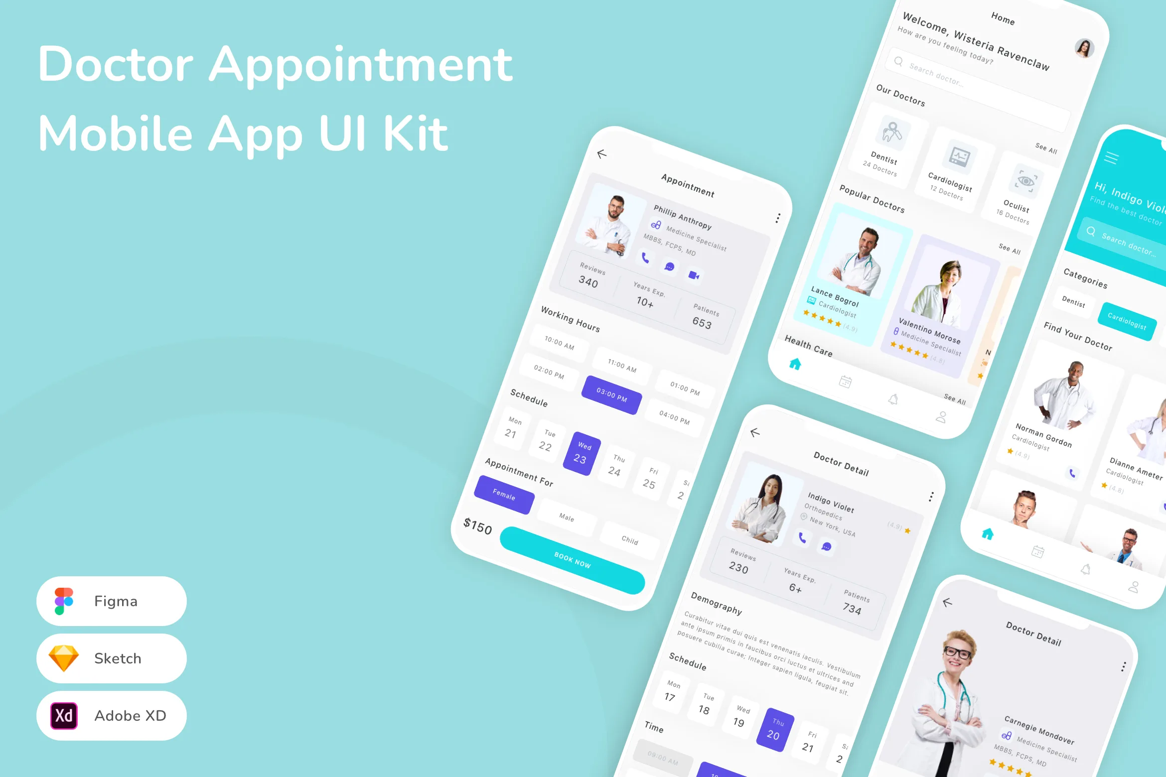 Doctor Appointment Mobile App UI Kit for Figma, Sketch & XD | UIworkshop