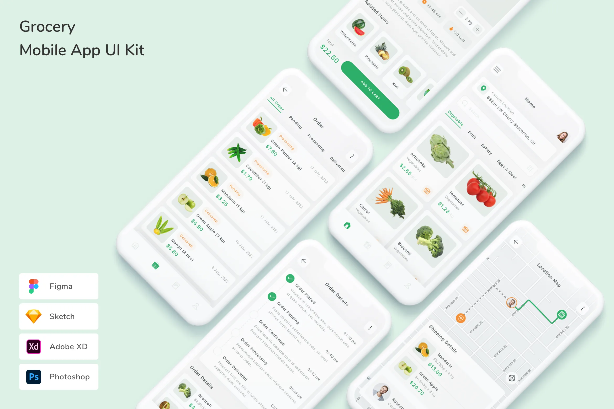 Grocery Mobile App UI Kit for Figma, Sketch & XD | UIworkshop
