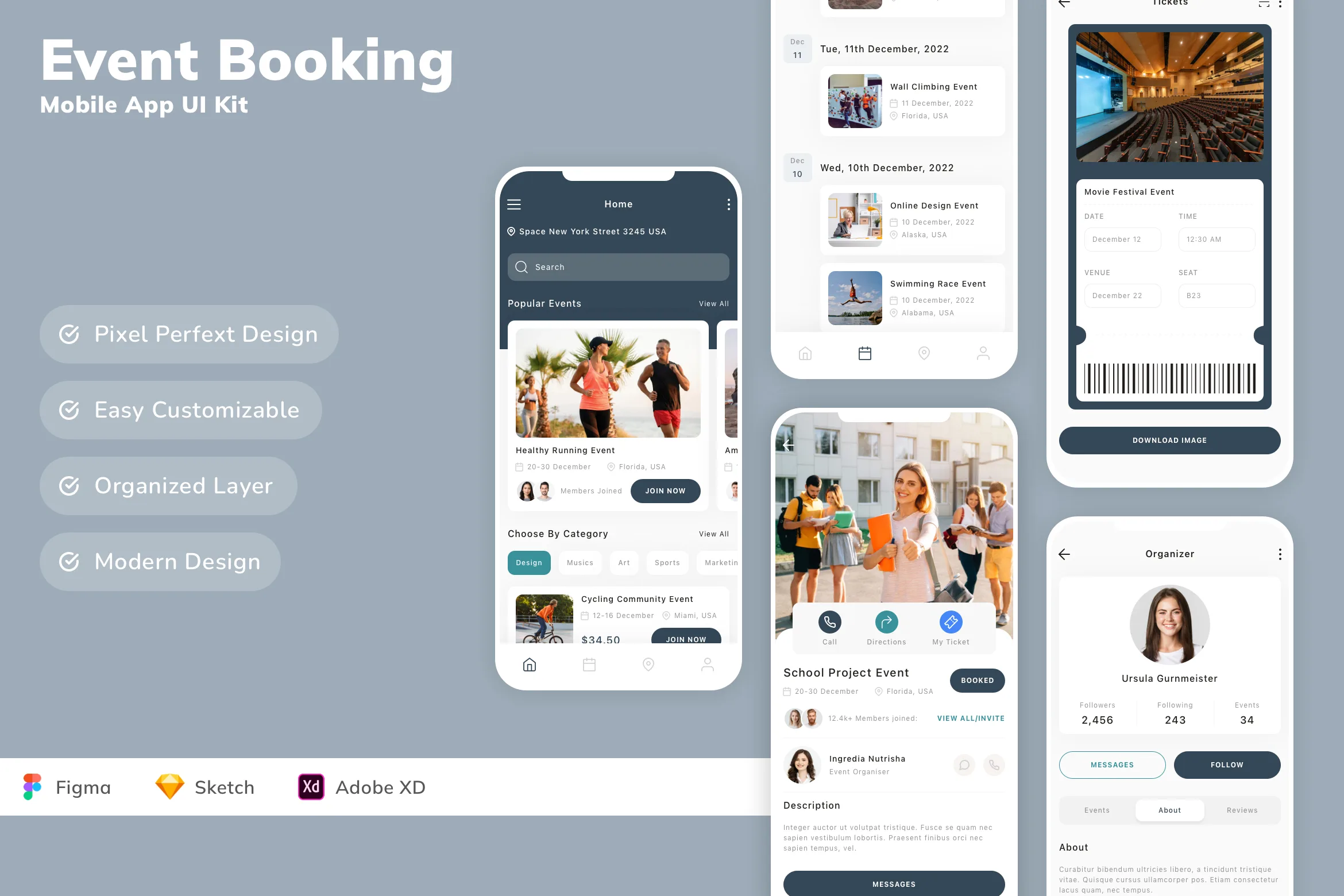 Event Booking Mobile App UI Kit