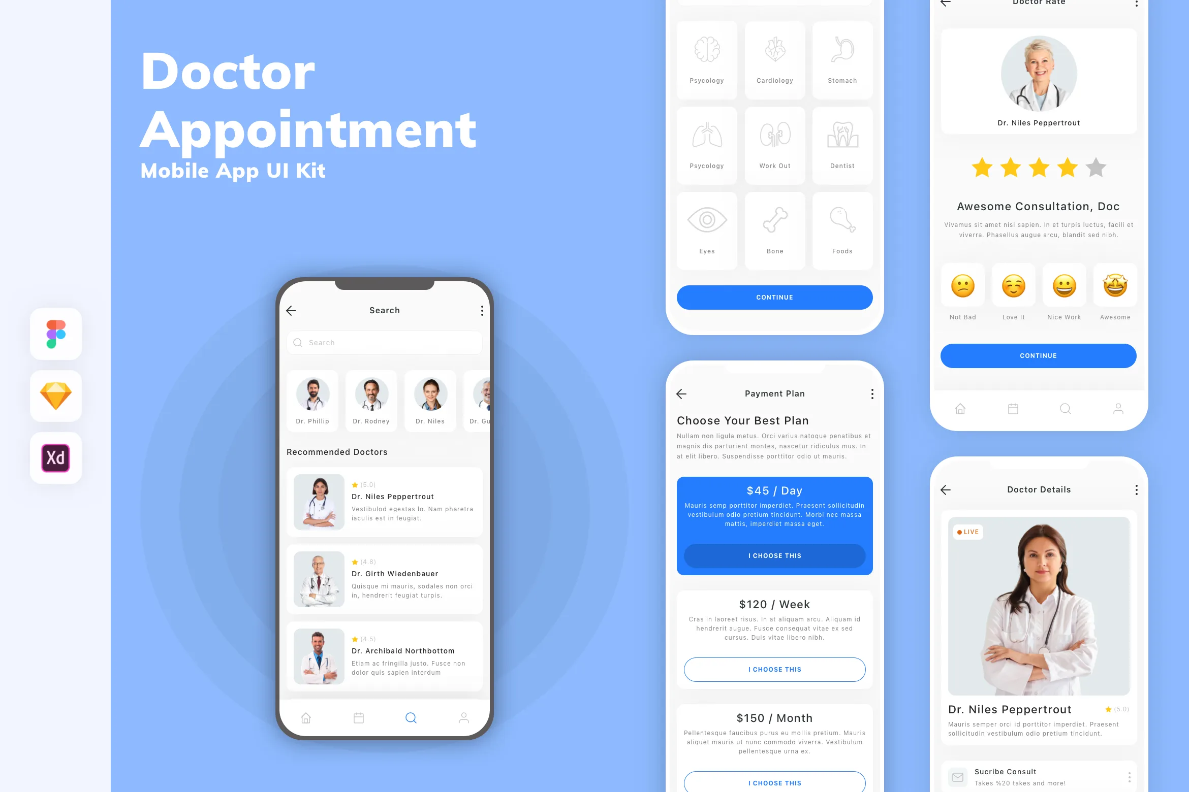 Doctor Appointment Mobile App UI Kit for Figma, Sketch & XD | UIworkshop