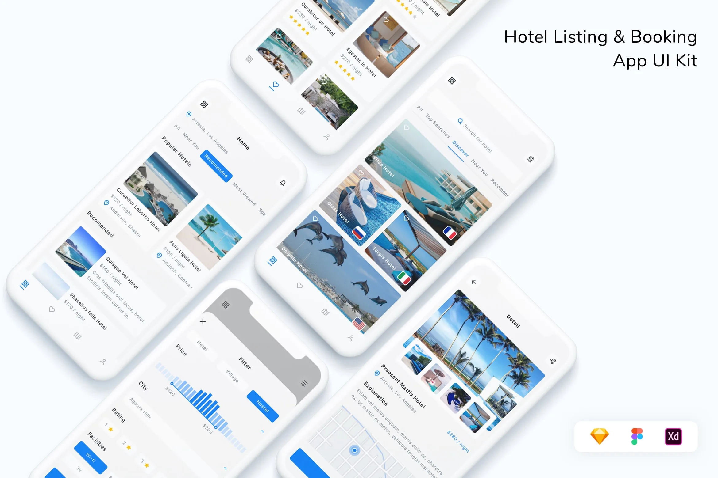 Hotel Listing & Booking App UI Kit