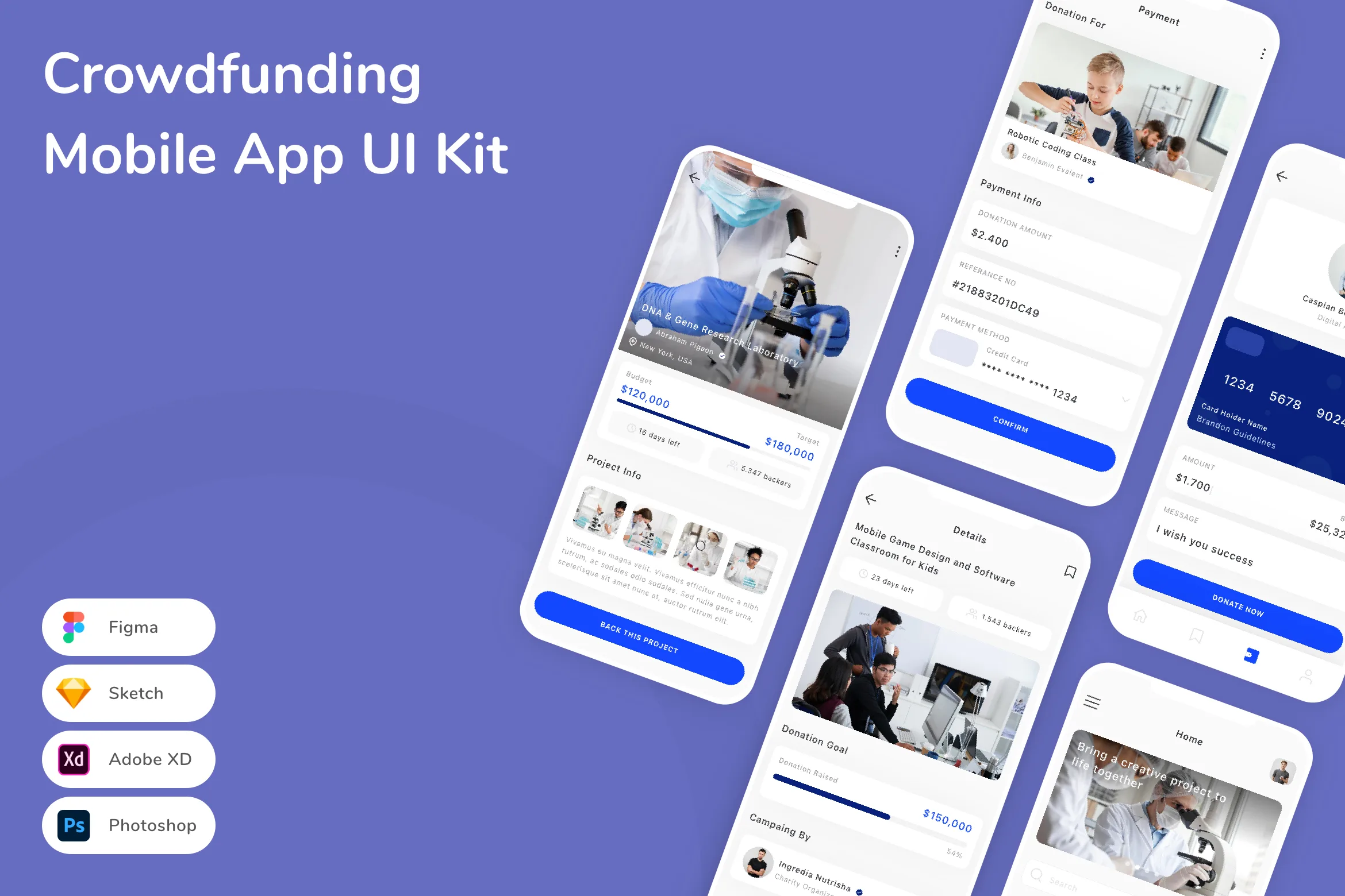 Crowdfunding Mobile App UI Kit