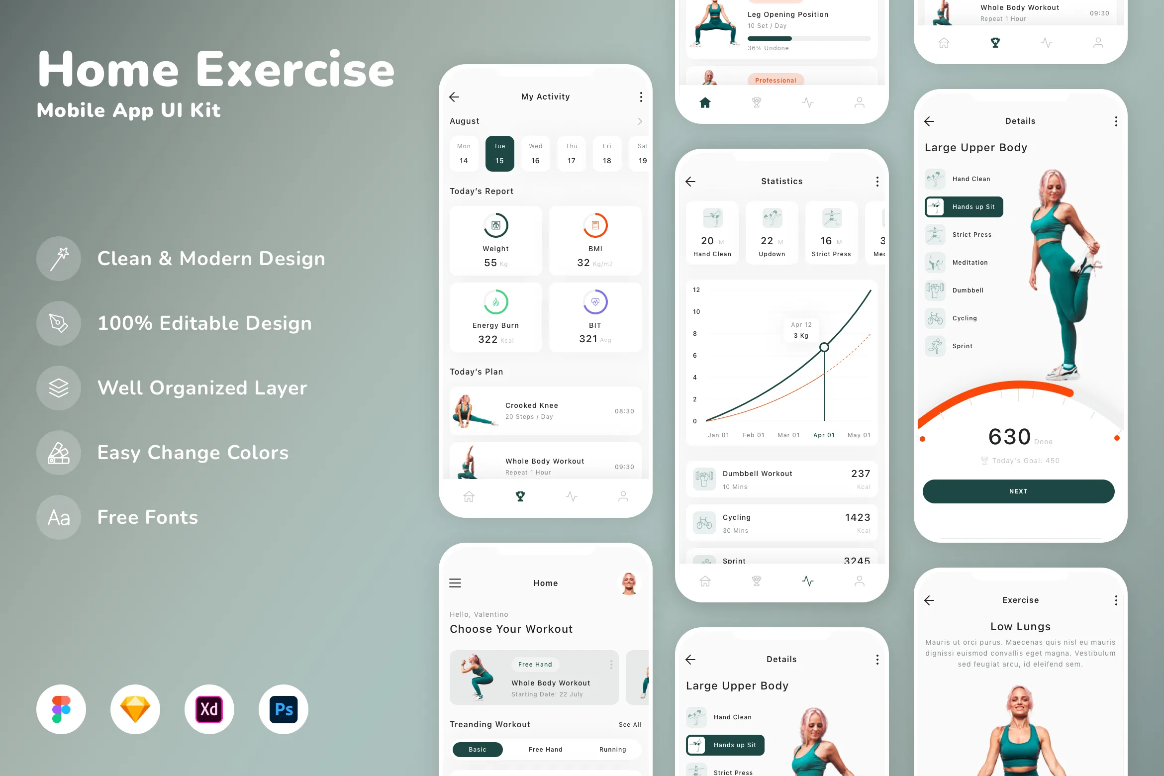 Home Exercise Mobile App UI Kit