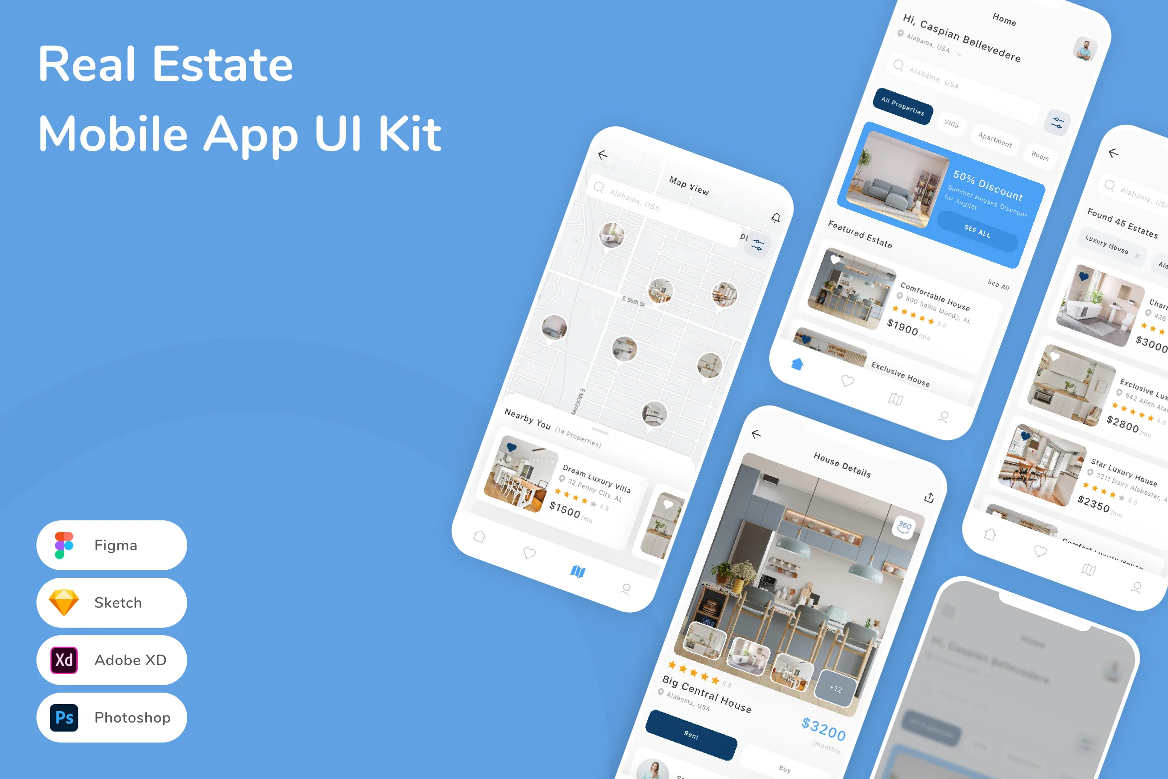 Real Estate Mobile App UI Kit for Figma, Sketch & XD | UIworkshop